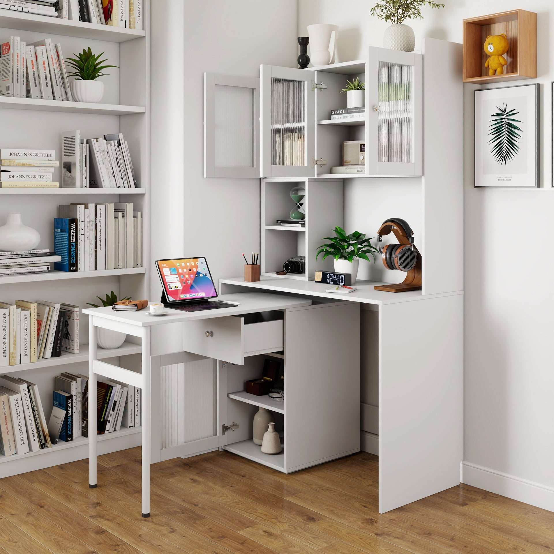 Computer Desk with Hutch, Workstation, White