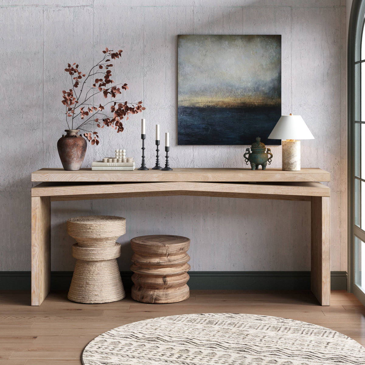 Natural Entryway Console Table, 65 in Wide
