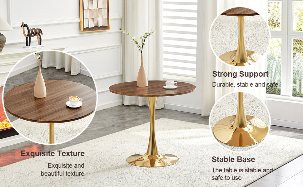 Feature graphic detailing the table's exquisite texture, strong support and stable gold base