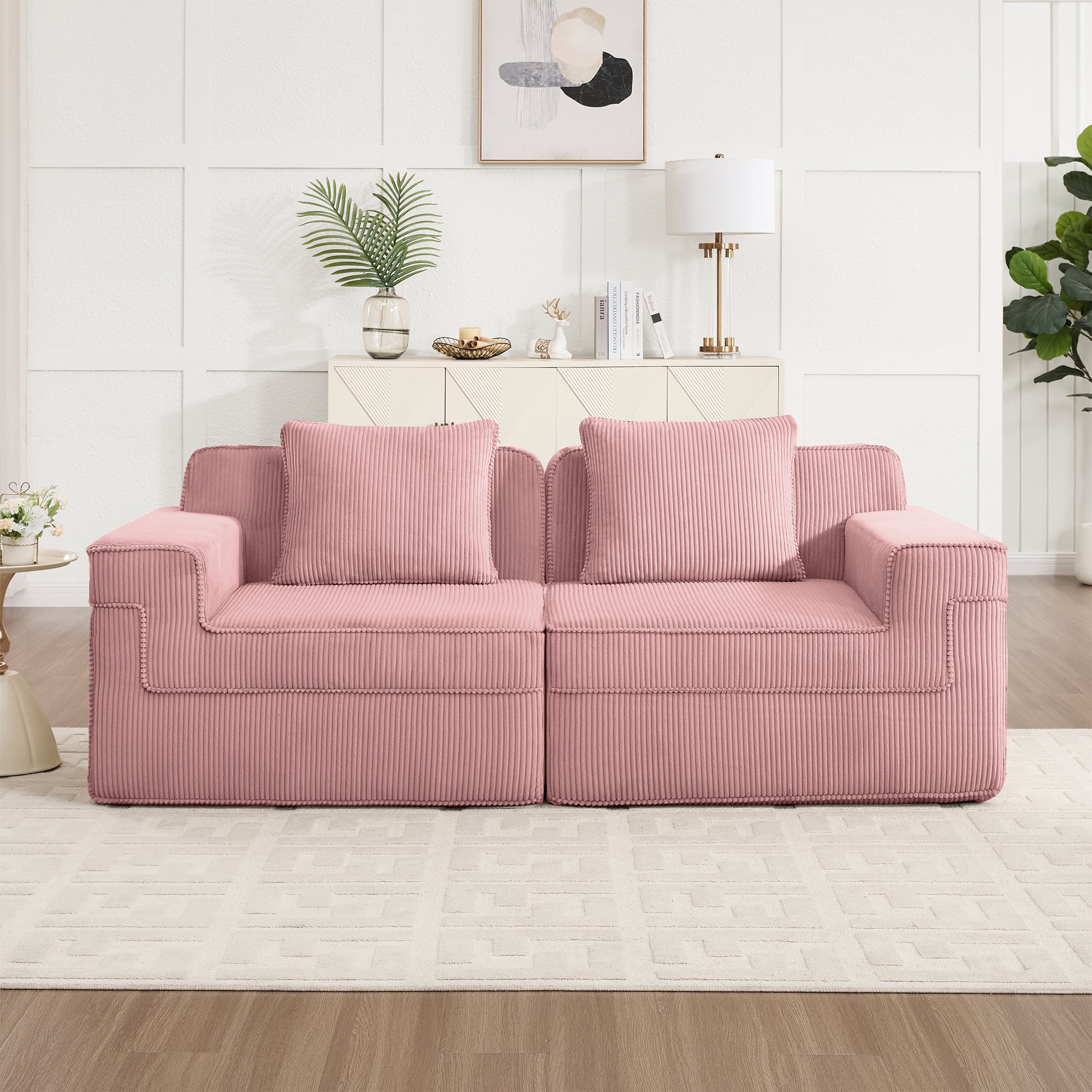 Hudson 2-Seat Boneless Couch in Pink #OttOnly_0 #Color_Pink