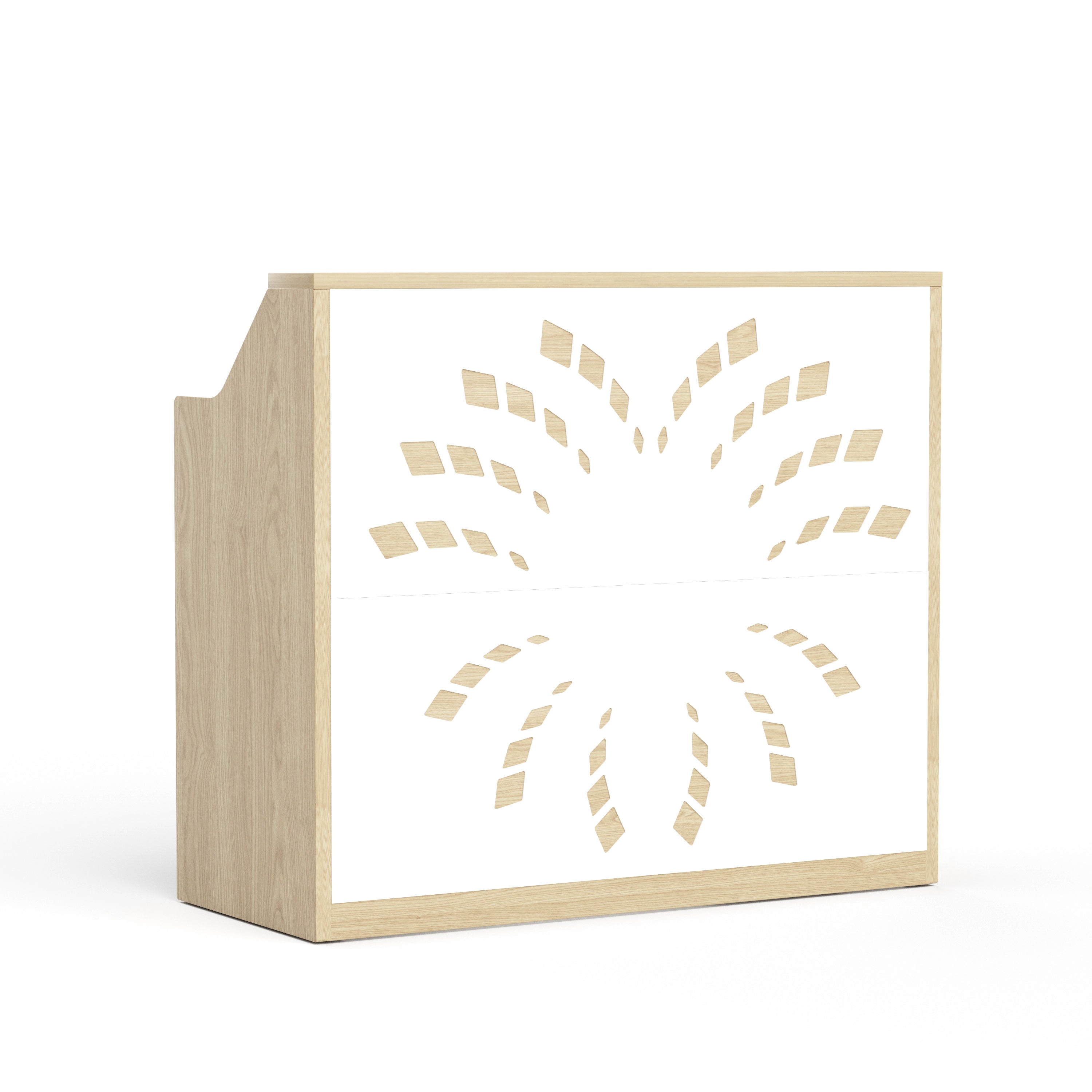 Modern Reception Desk with Lock, 46.5 in, Natural
