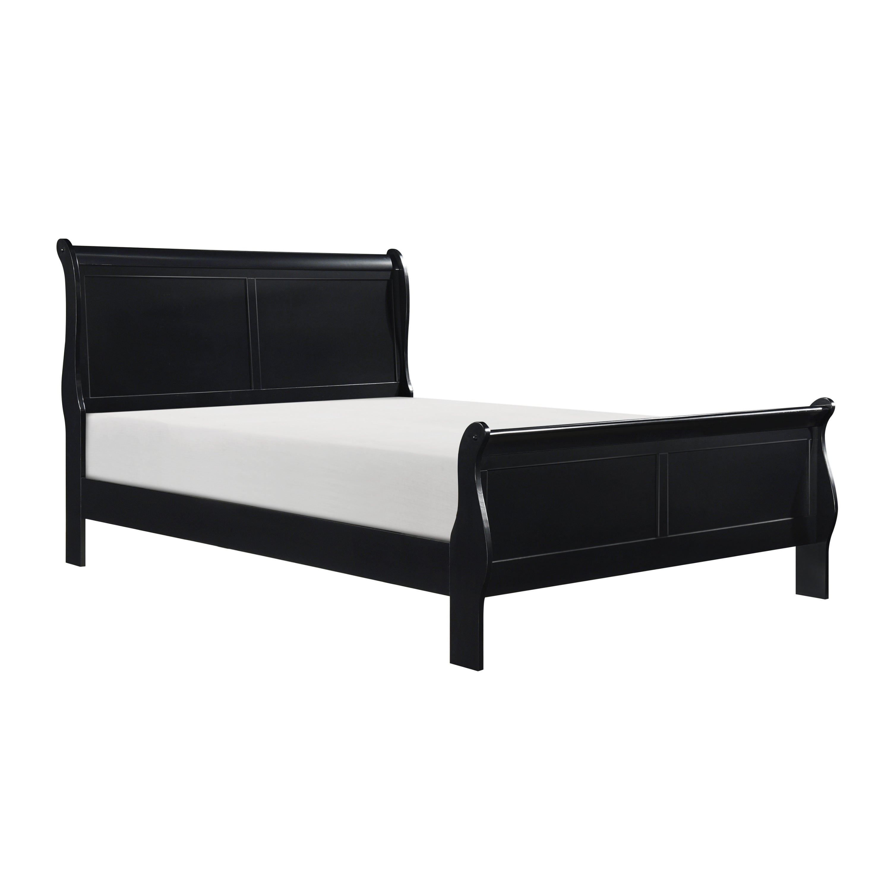 Traditional Sleigh Bed Frame, Black Wood Finish