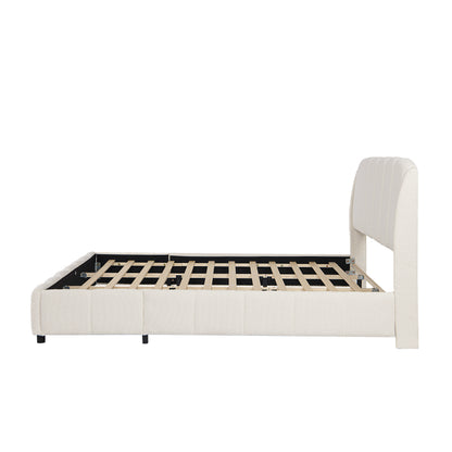 Close-up of wood slats and metal support bracket under platform bed