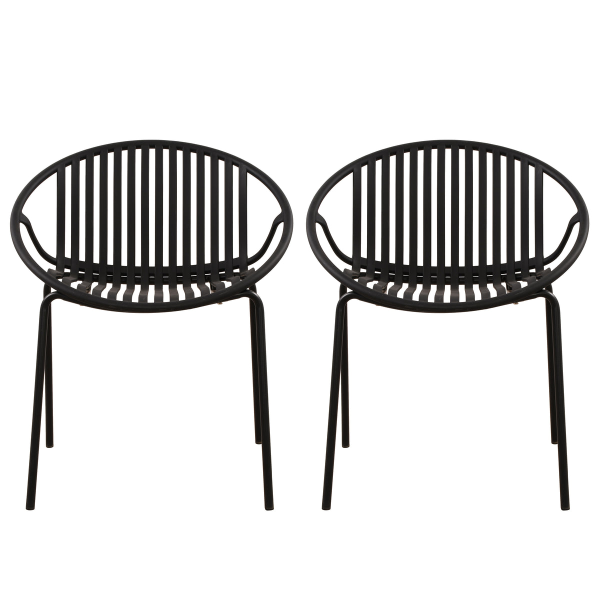 Black Resin Outdoor Dining Chair, Set of 2