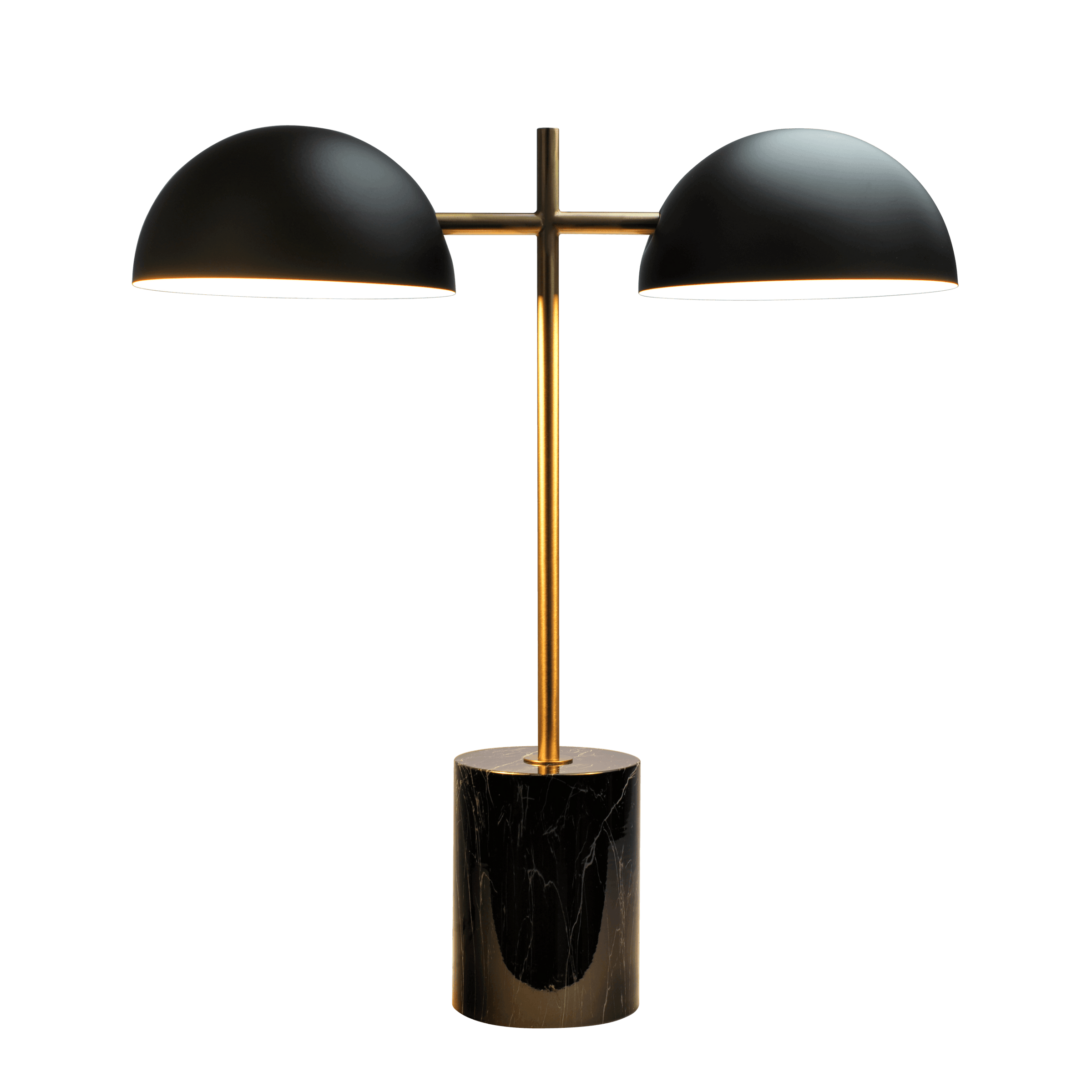 Table Lamp with Faux Marble Base, Black/Gold