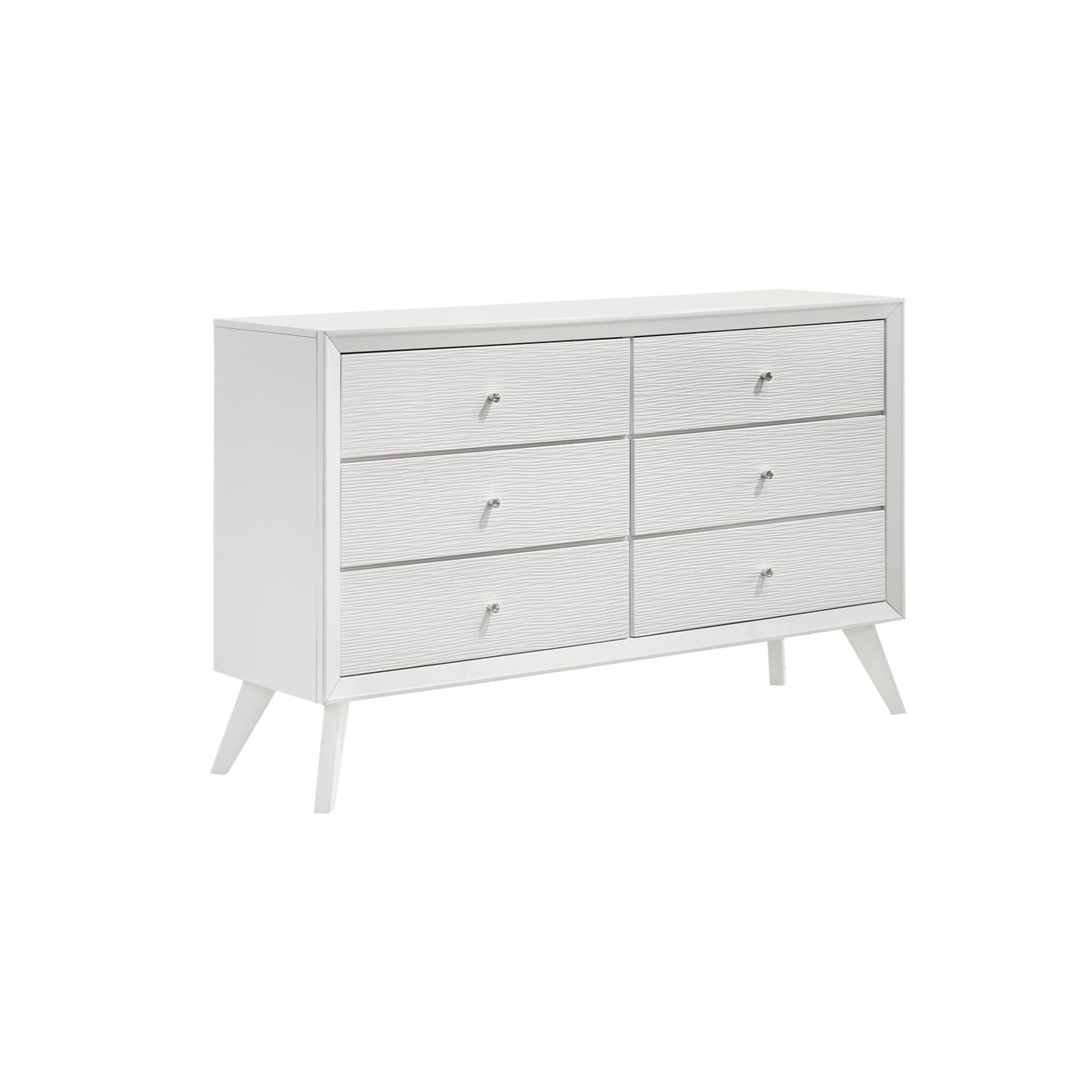 White Solid Wood Dresser with Angled Legs, Contemporary