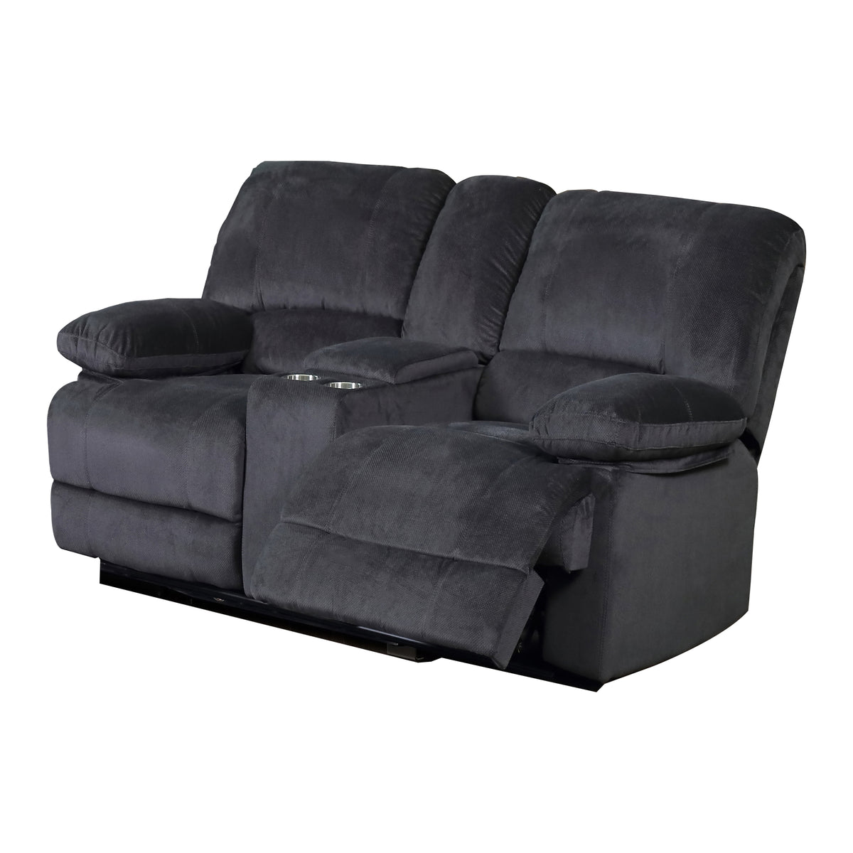 Gray Reclining Sofa with Console, 71 in Wide