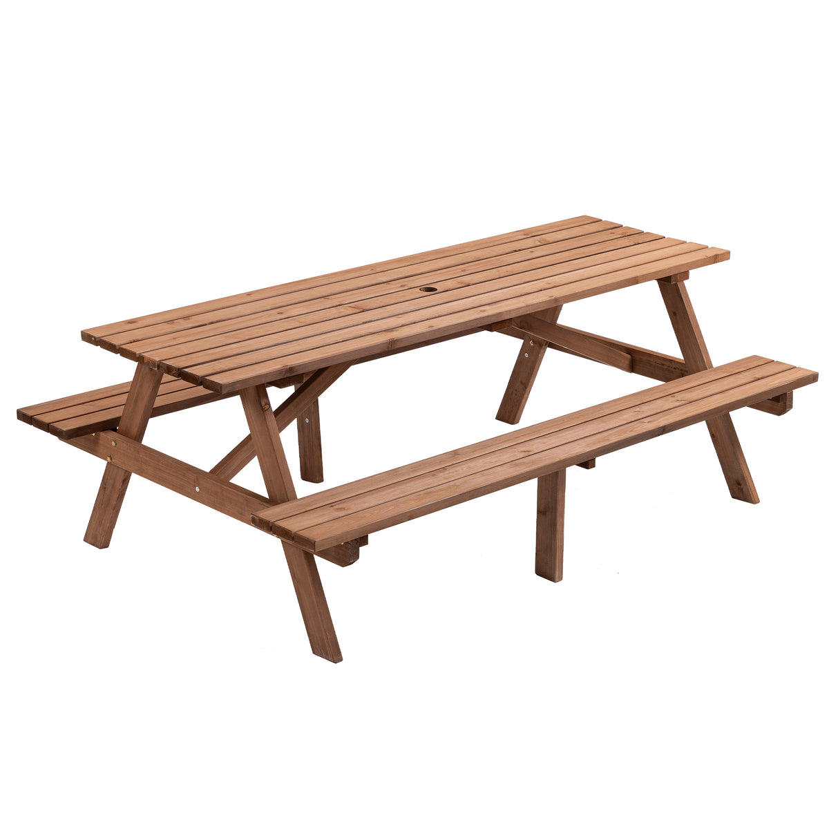 Brown Solid Wood Picnic Table