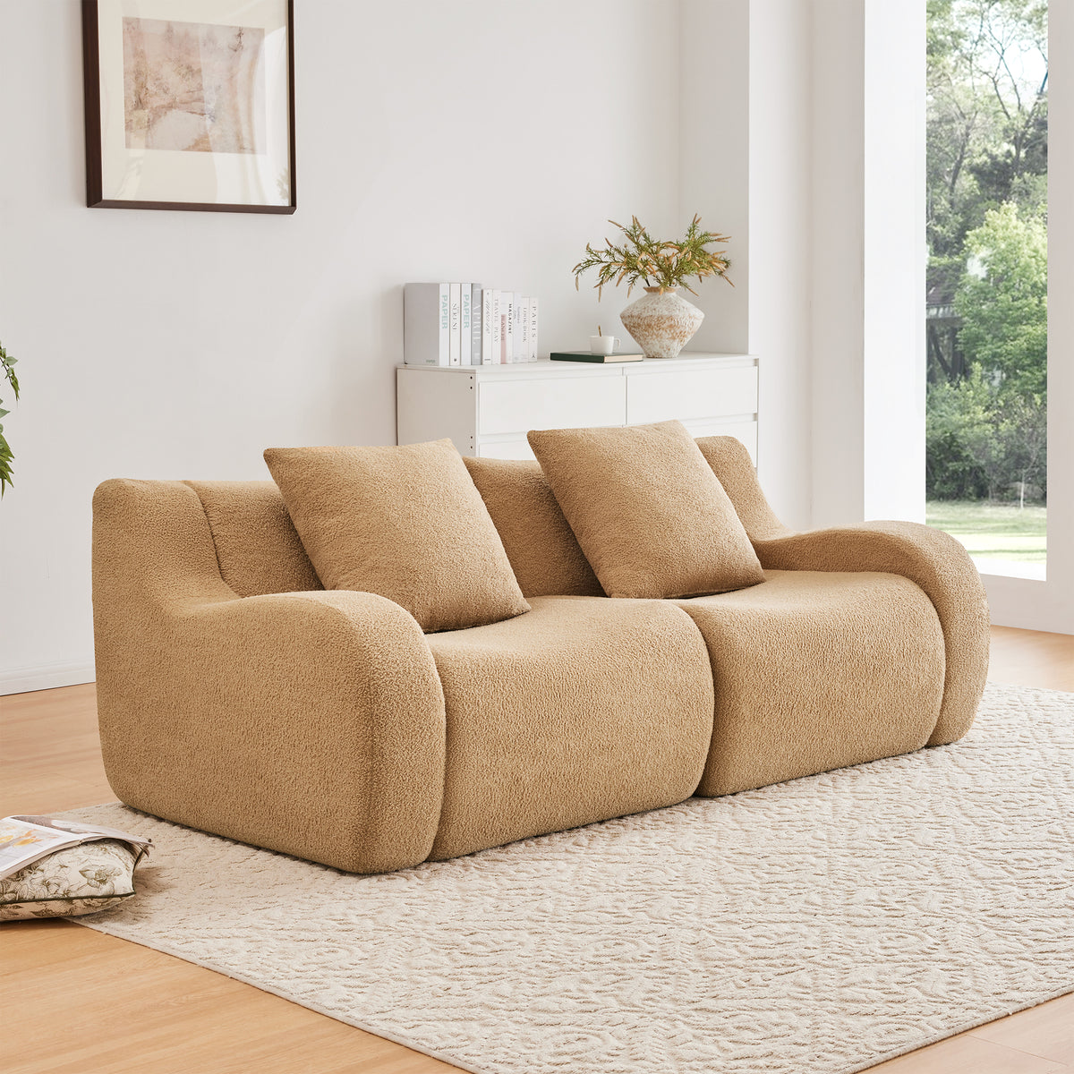 Camel Sherpa 2-Seat Couch, No Assembly