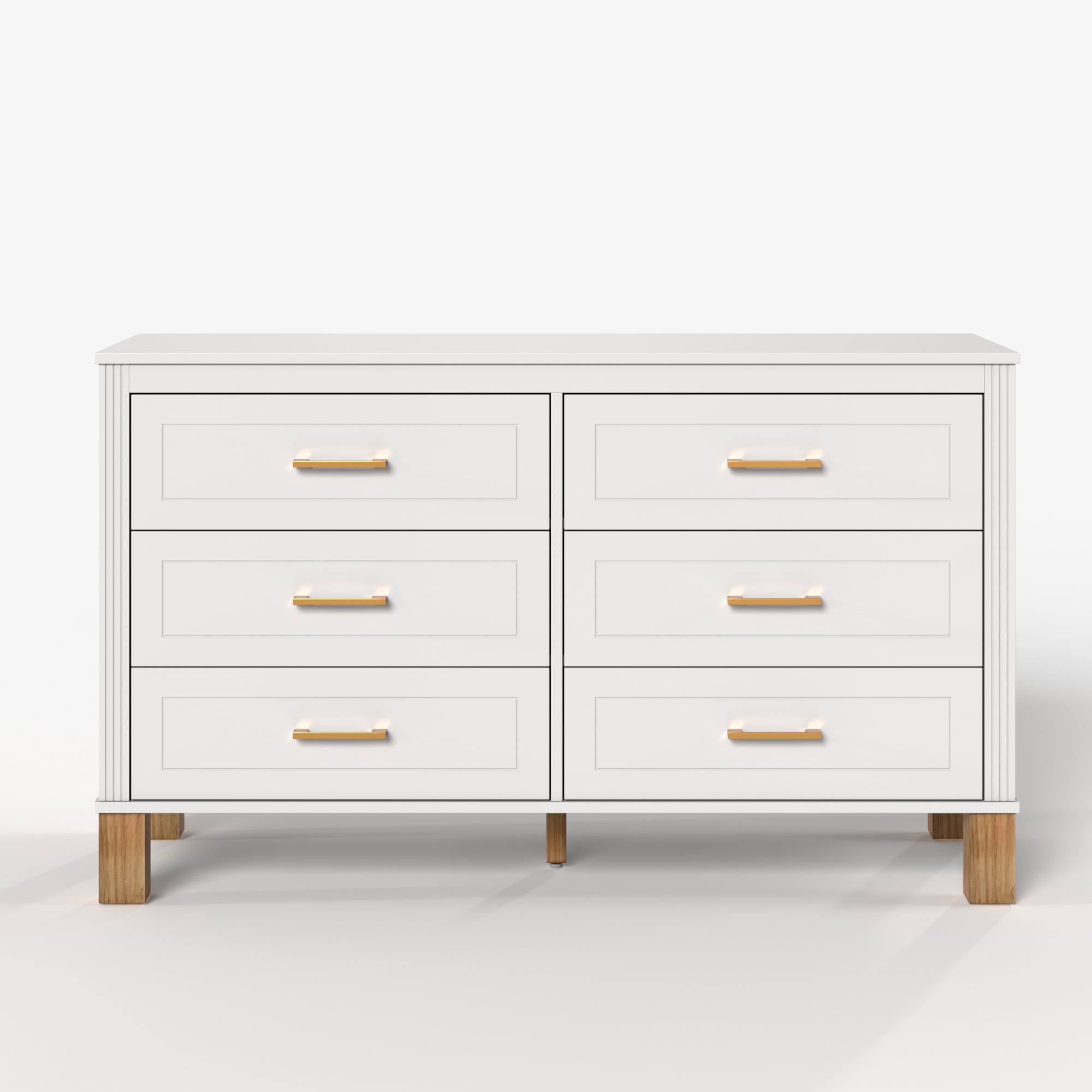 White 6-Drawer Dresser and TV Stand, 47.24 Inches Wide
