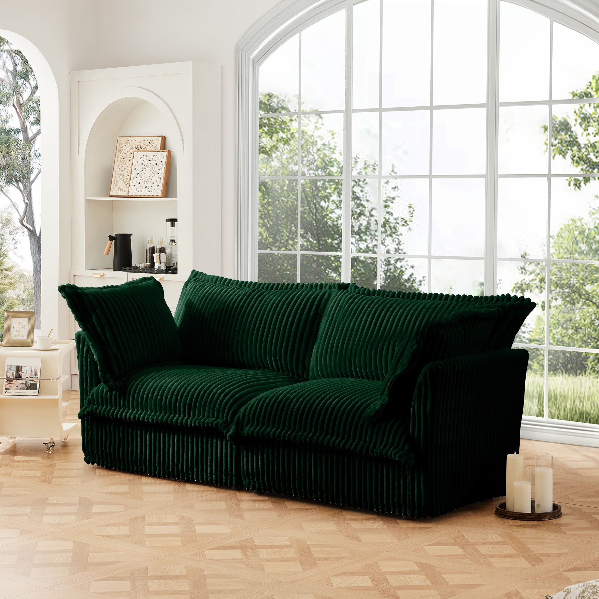 Fluffy 2-Seat Modular Sofa in Corduroy Emerald #OttOnly_0 #Fabric_Corduroy Emerald