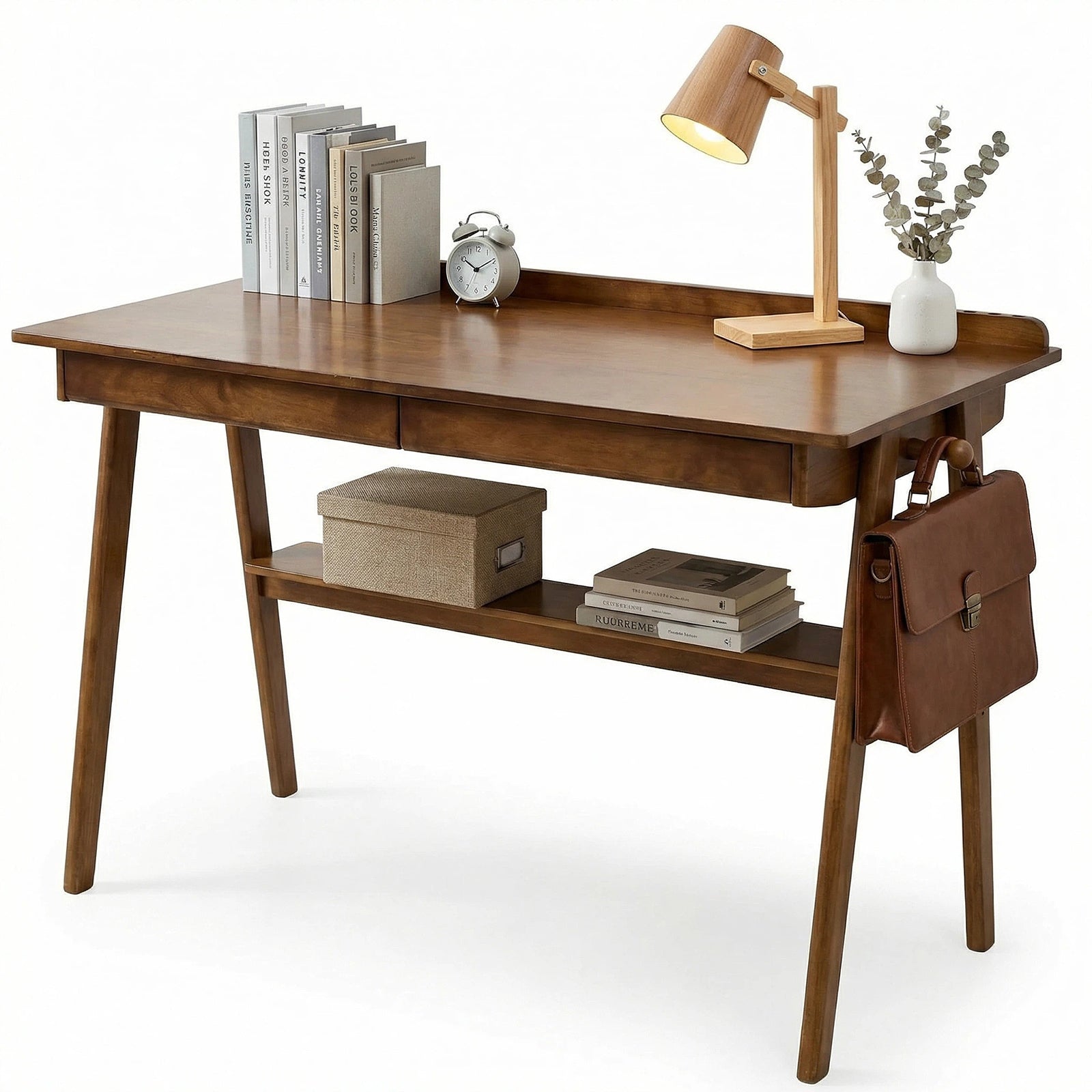 Height Adjustable Standing Desk with Drawers, 47.2 in, Walnut