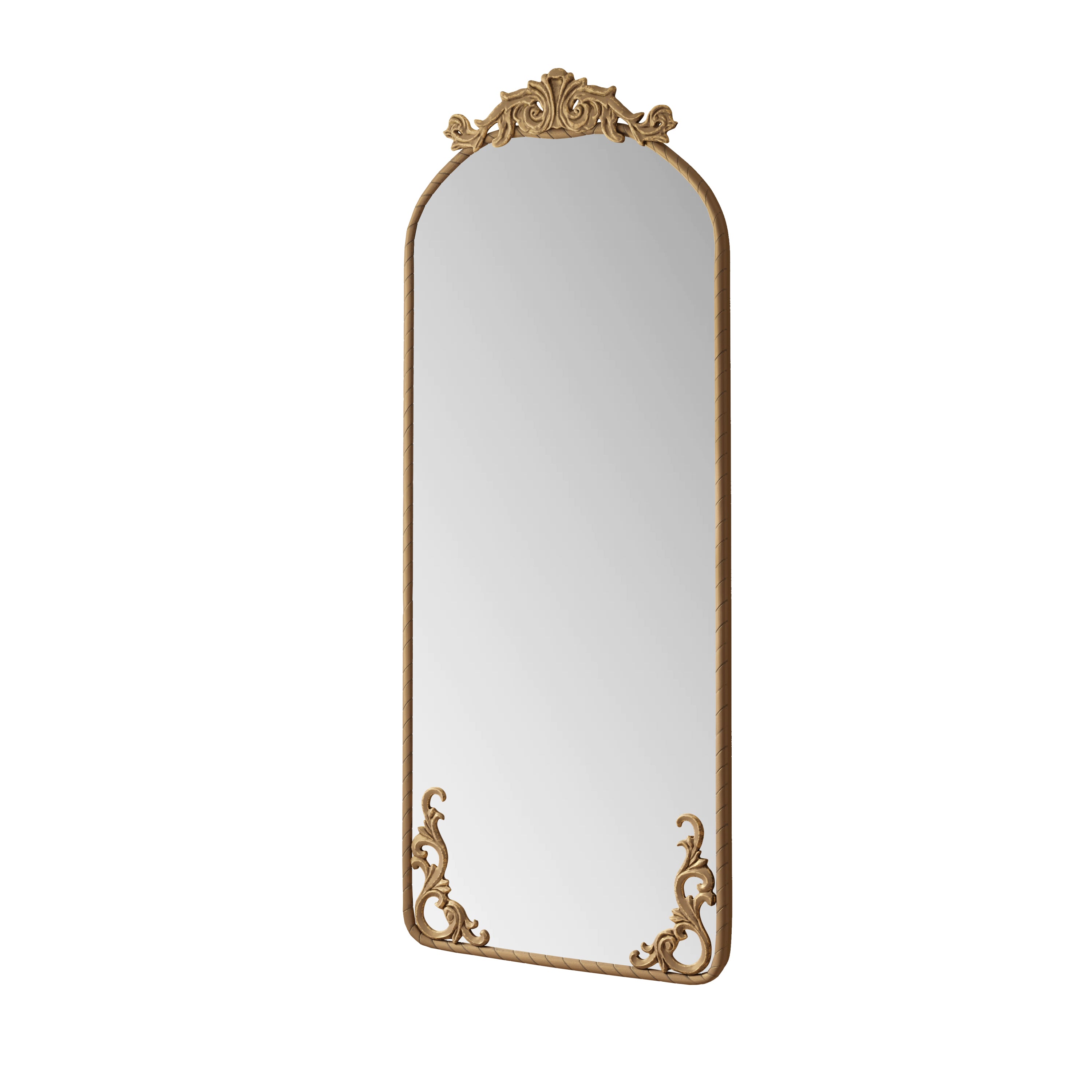 Arched Full Body Mirror, 58 x 24 in, Bronze Metal Frame