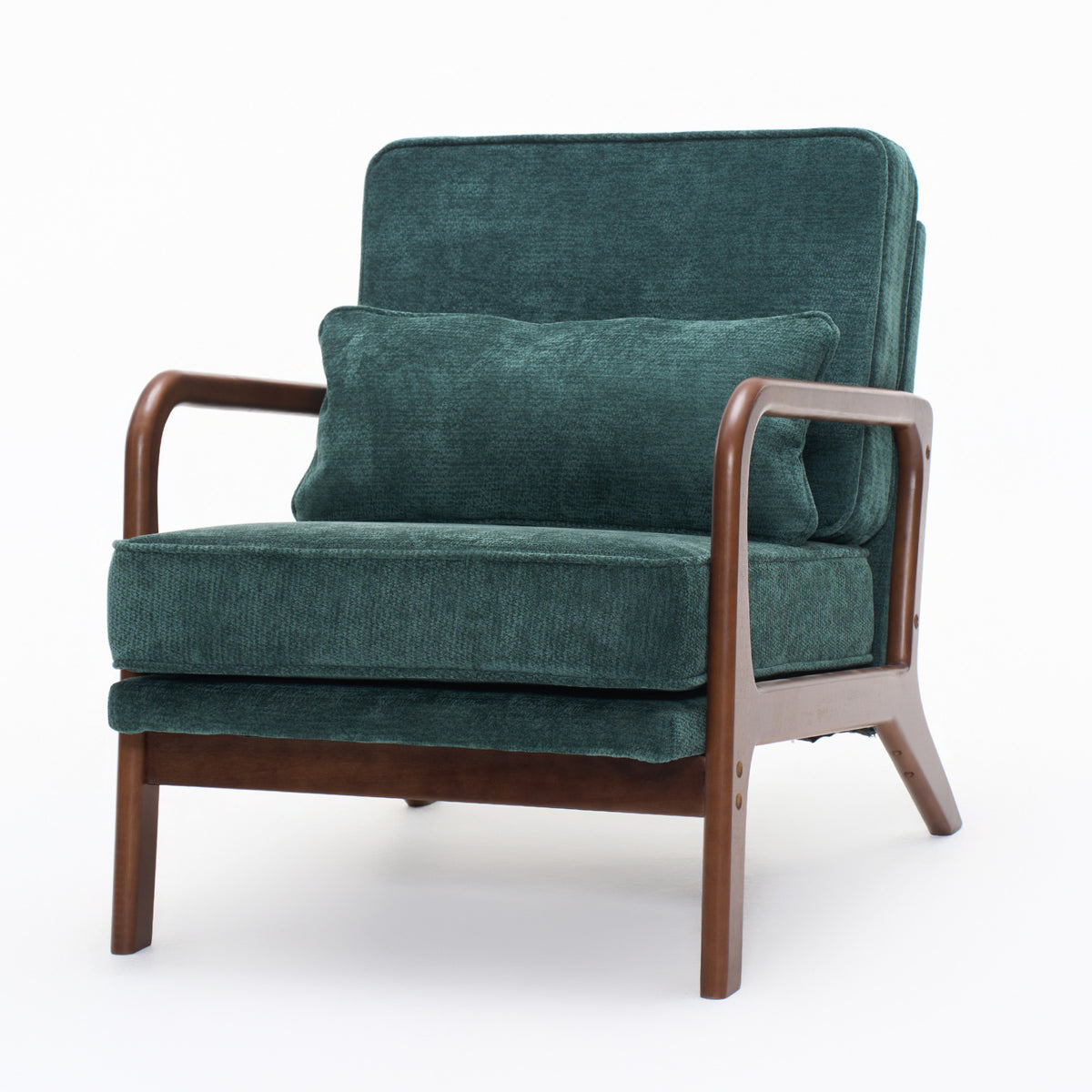 Dark Green Accent Chair, Mid-Century