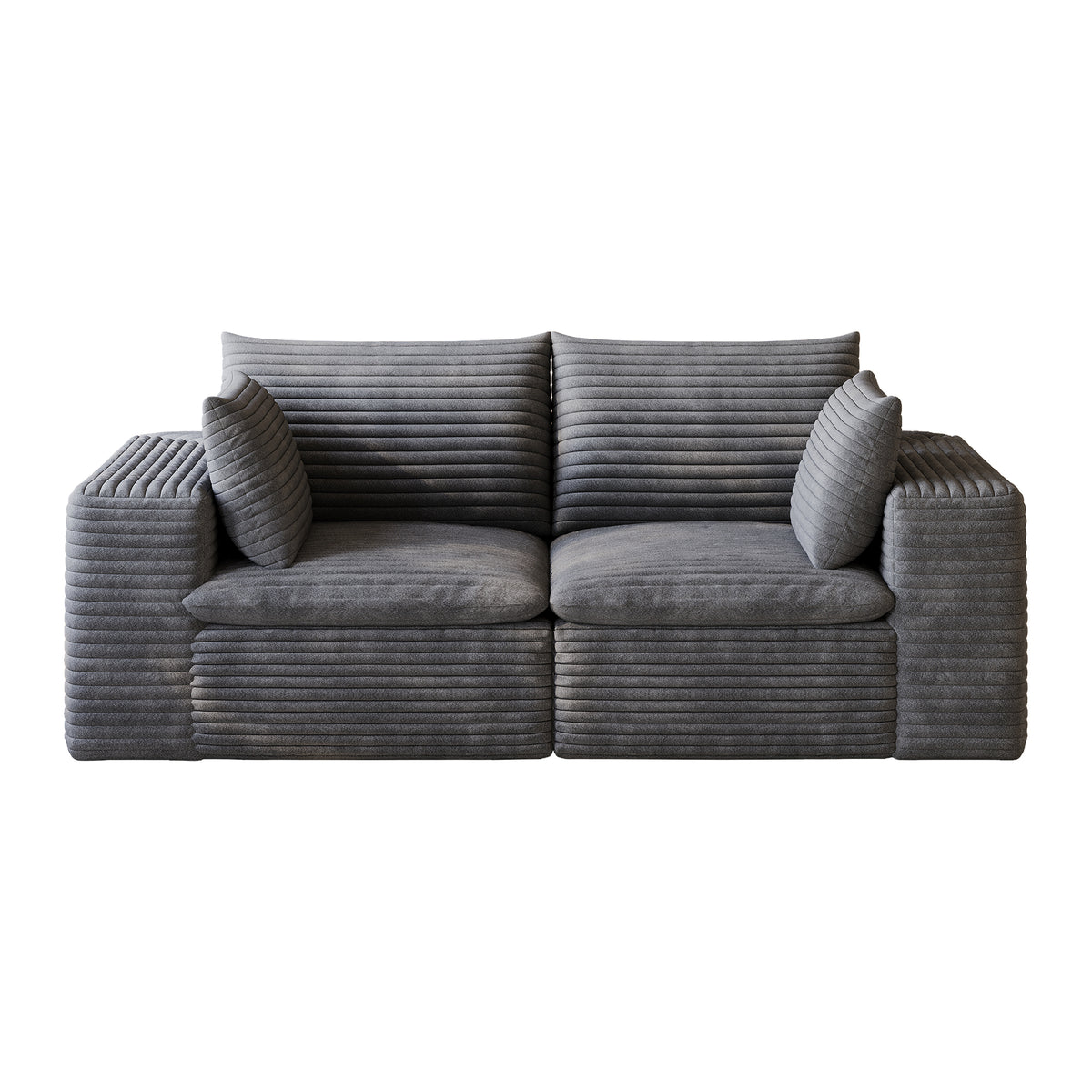 Dark Gray Corduroy Modular 2-Seat Couch, No Assembly, 71 in Wide