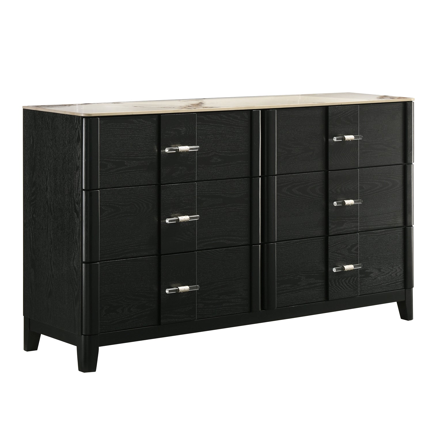 6-Drawer Dresser with Velvet-Lined Drawers, Black