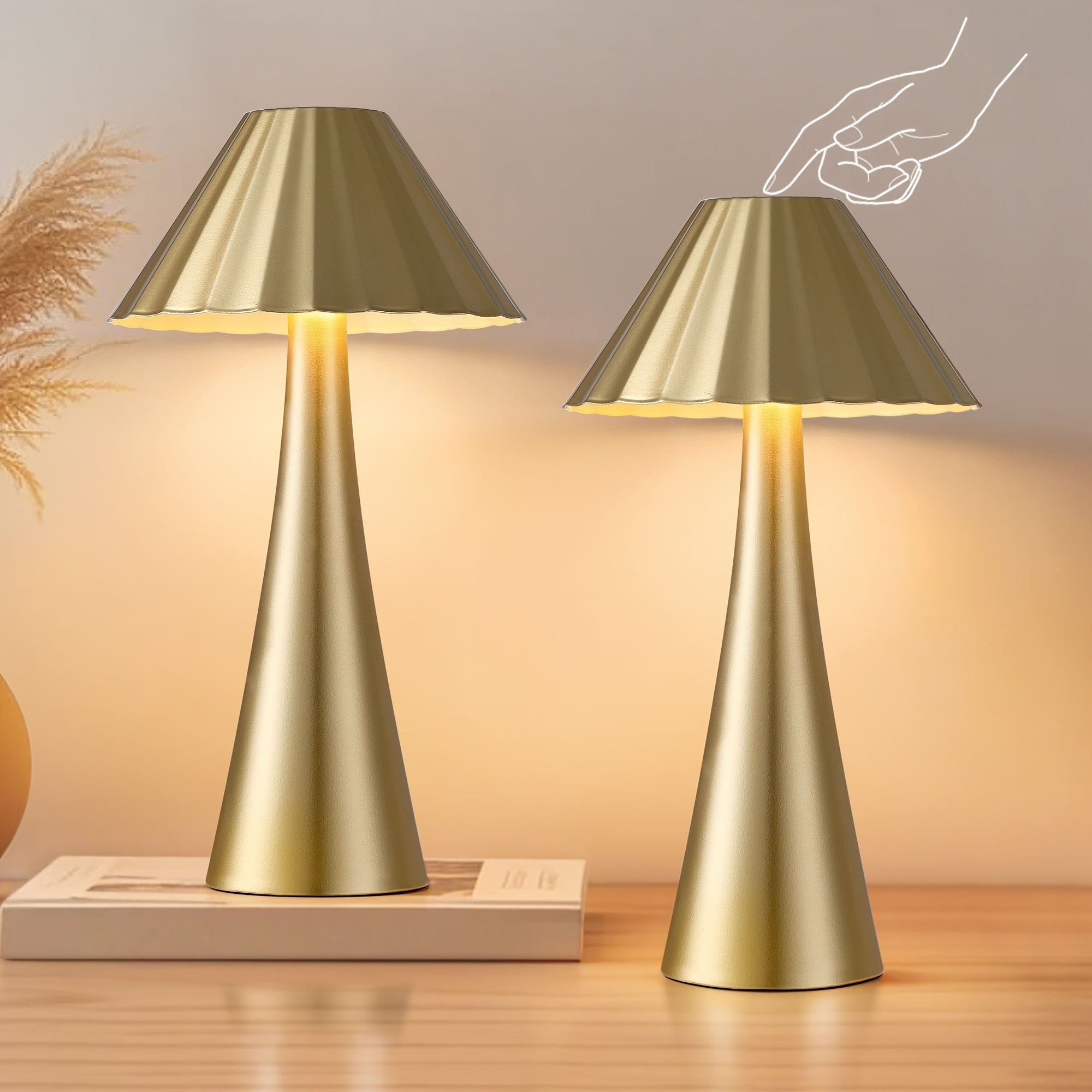 Table Lamp with Touch Control and USB-C Charging, Gold