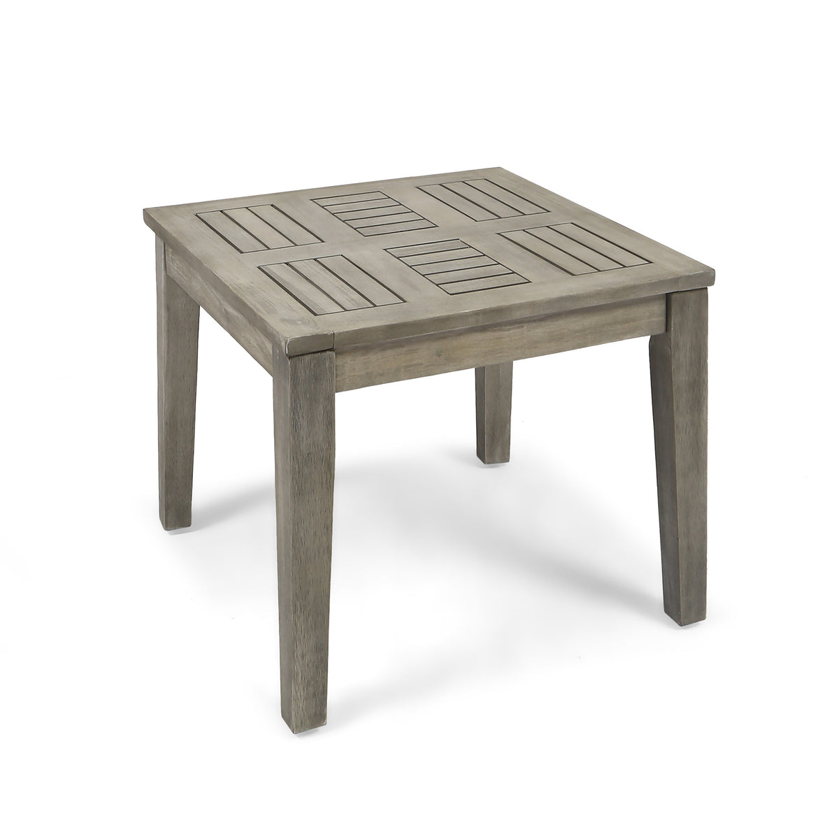 Gray Wood Square Outdoor Side Table
