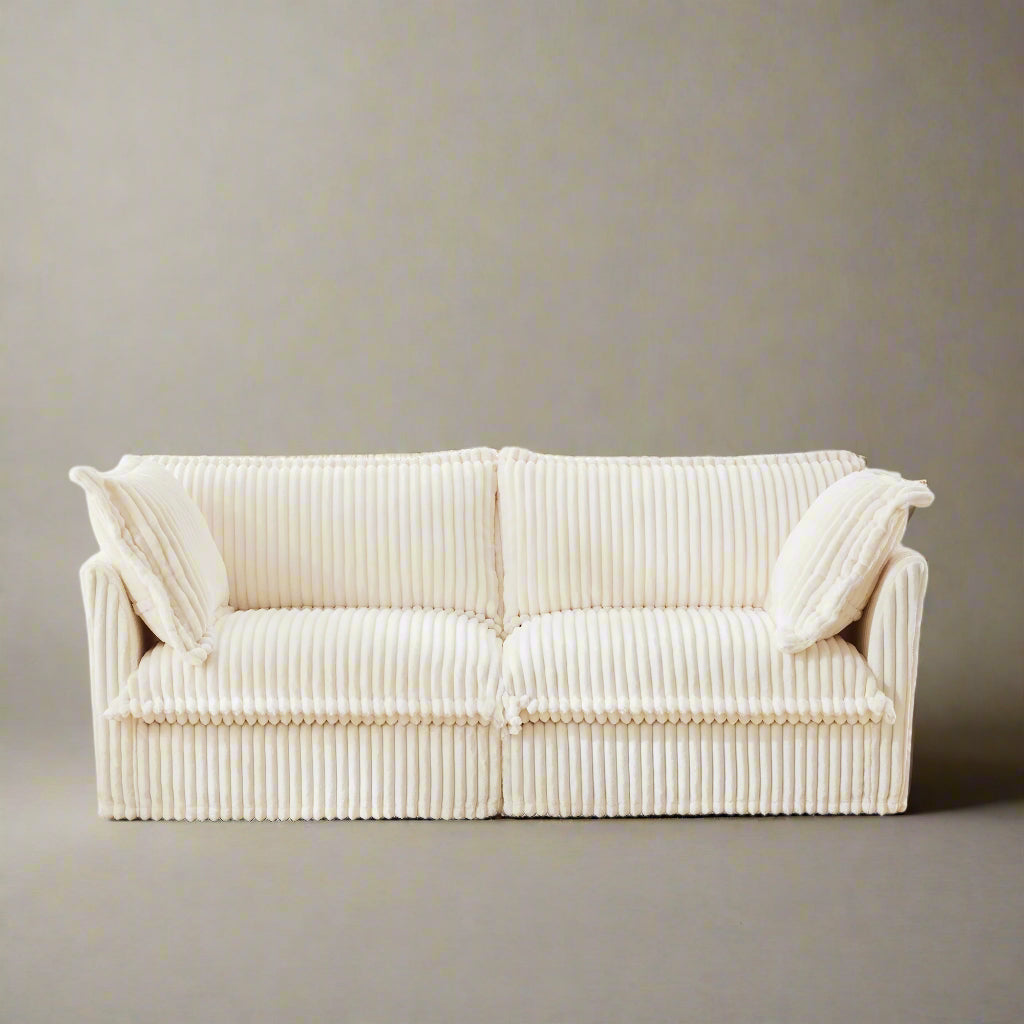 Fluffy 2-Seat Modular Sofa in Corduroy Cream #OttOnly_0 #Fabric_Corduroy Cream