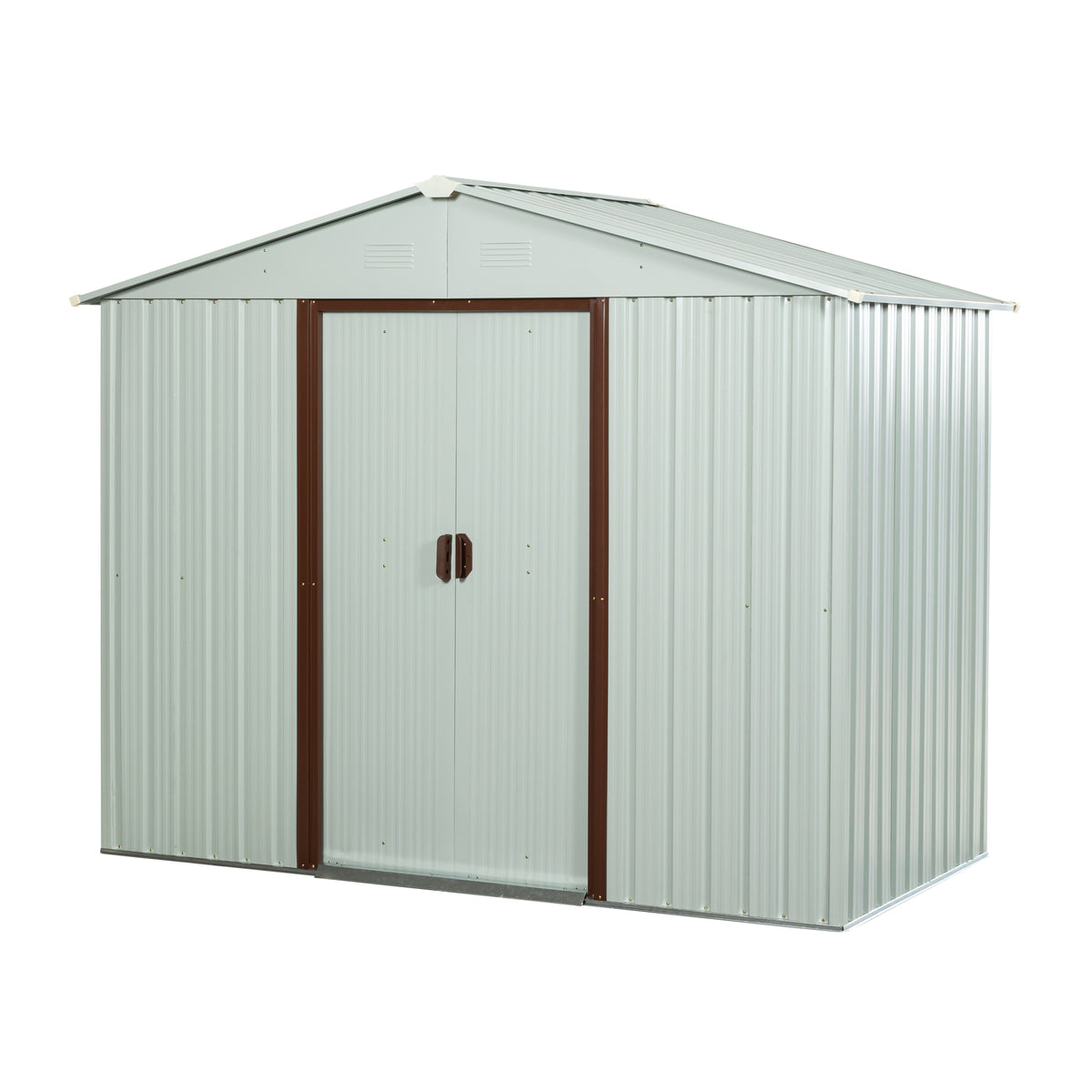 White Metal Storage Shed, with Foundation