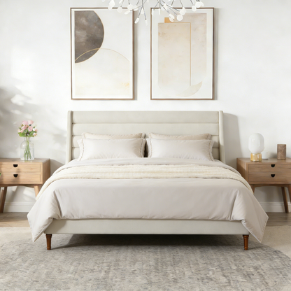 Dimension diagram of king bed frame, 83.46 x 79.53 x 53.15 inches