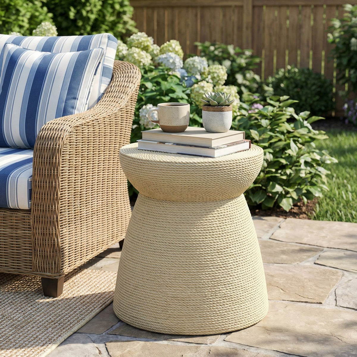 Natural Outdoor Side Table, 16.7 in Tall