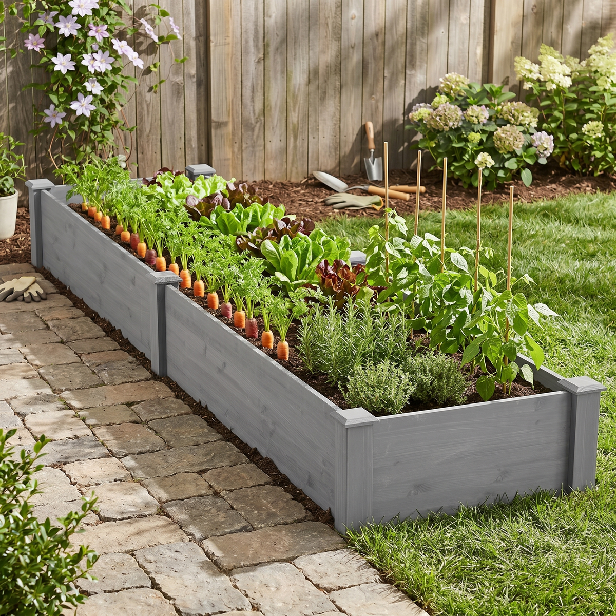 Gray Solid Wood Raised Garden Bed, 10 in Tall, 28 in Deep