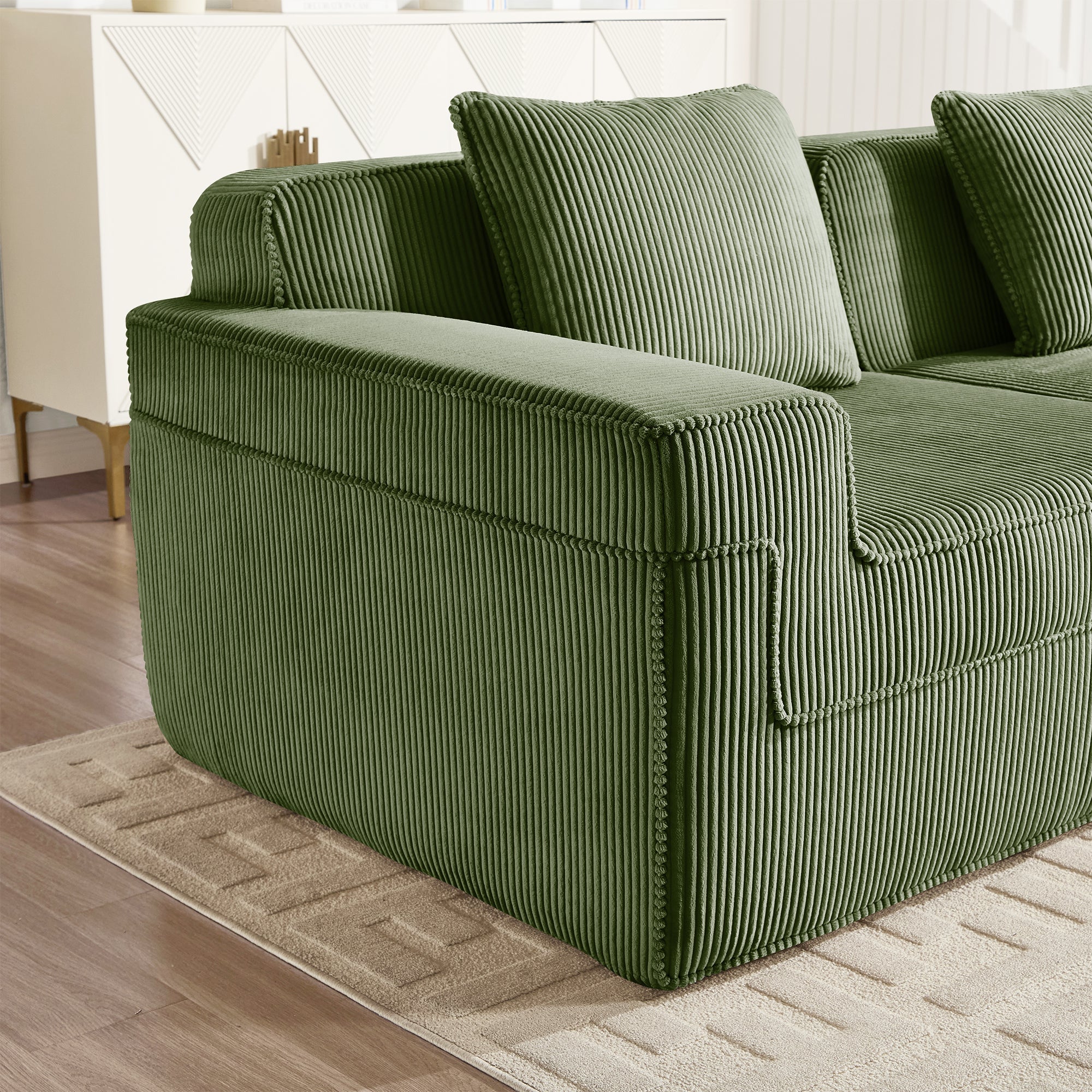 Hudson 4-Seat Boneless Couch in Olive #Color_Olive