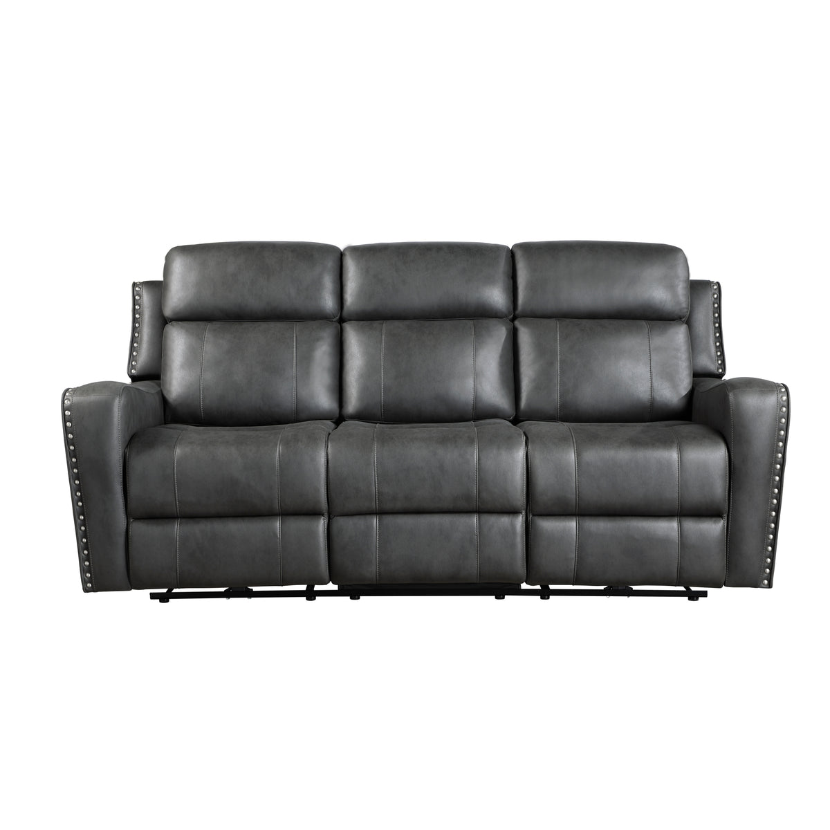 Gray Microfiber Reclining Sofa, 82 in Wide