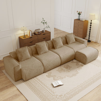 Seneca Boneless Couch - 4 Seater, 1 Ottoman, Mocha