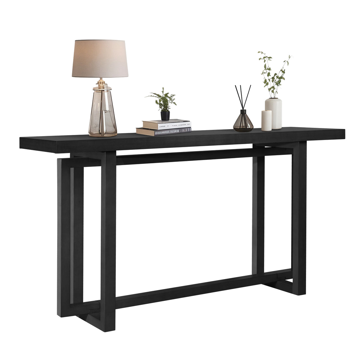 Black Entryway Console Table, 59.1 in Wide