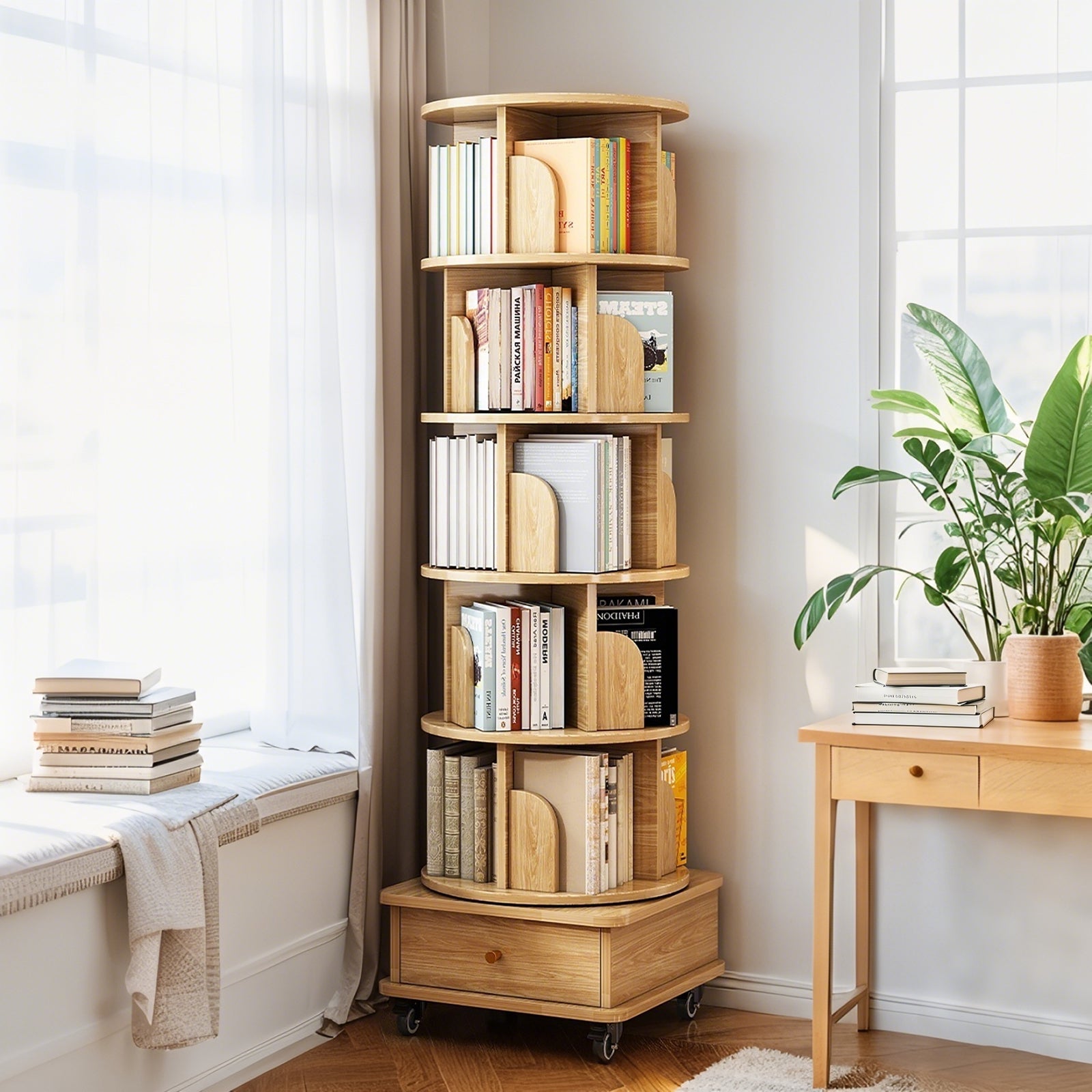 Vertical Rolling Bookcase, 18.1 in, 18.1 in Deep