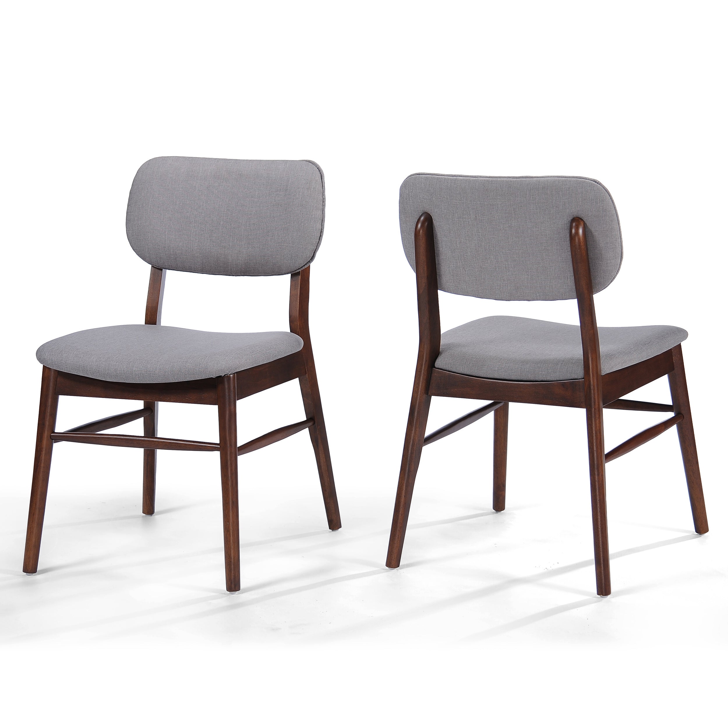 Mid-Century Upholstered Dining Chair, Set of 2, Gray & Walnut