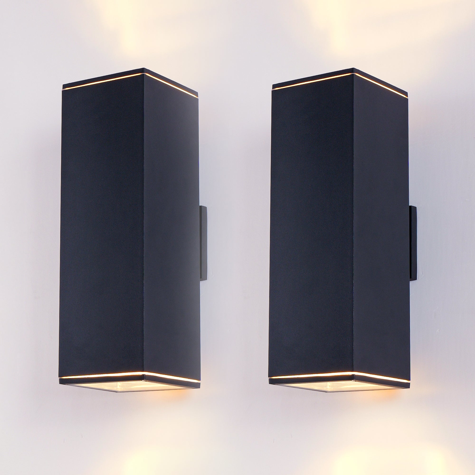 Outdoor Wall Sconce Set, 18 Inch Aluminum Tube, Matte Black