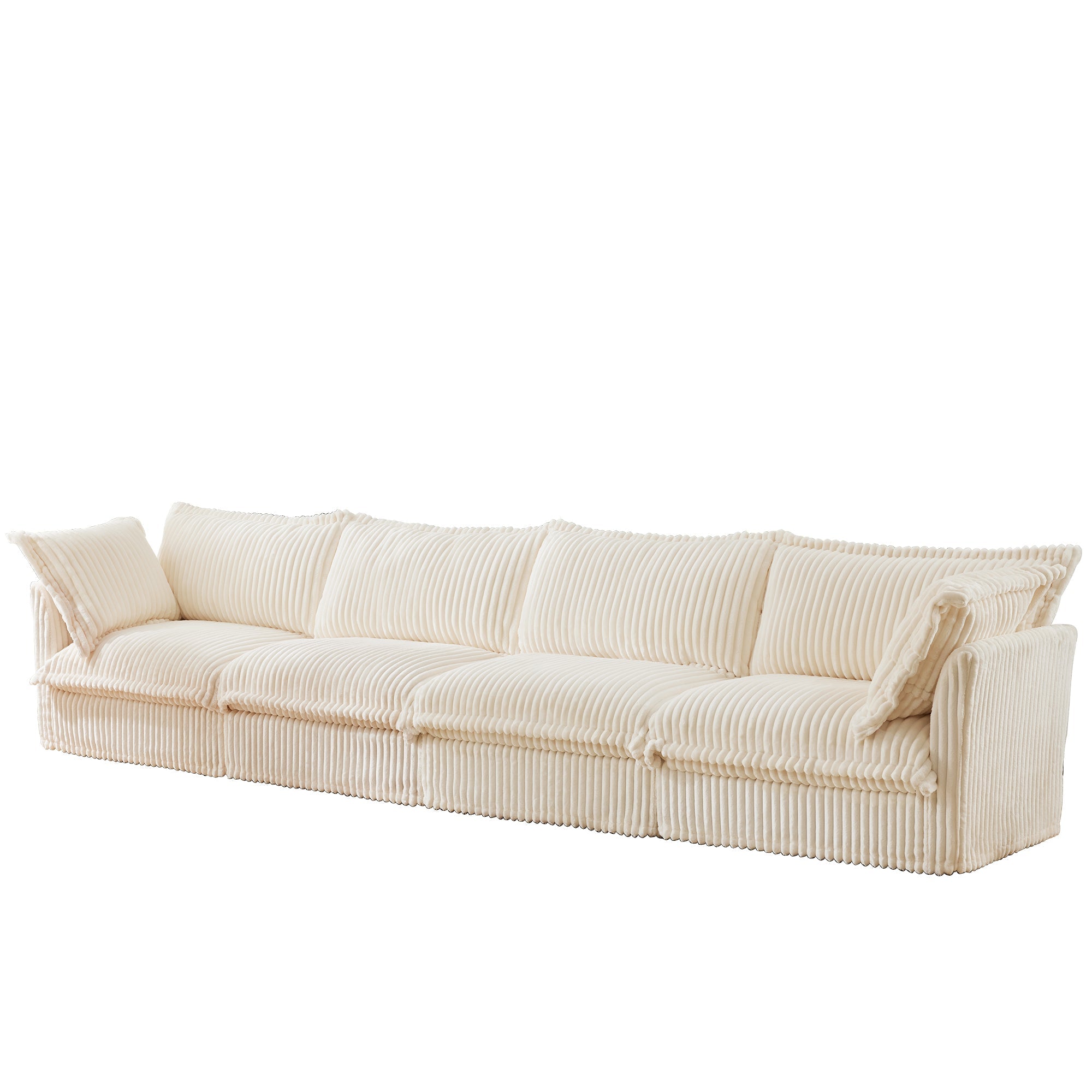 Fluffy 4-Seat Modular Sofa in Corduroy Cream #OttOnly_0 #Fabric_Corduroy Cream