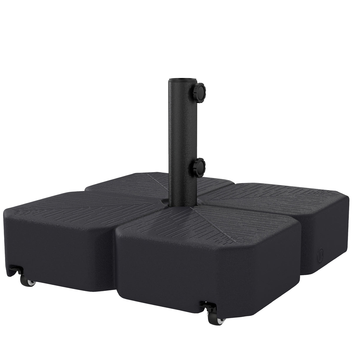 Black HDPE Patio Umbrella Base with Wheels, Square