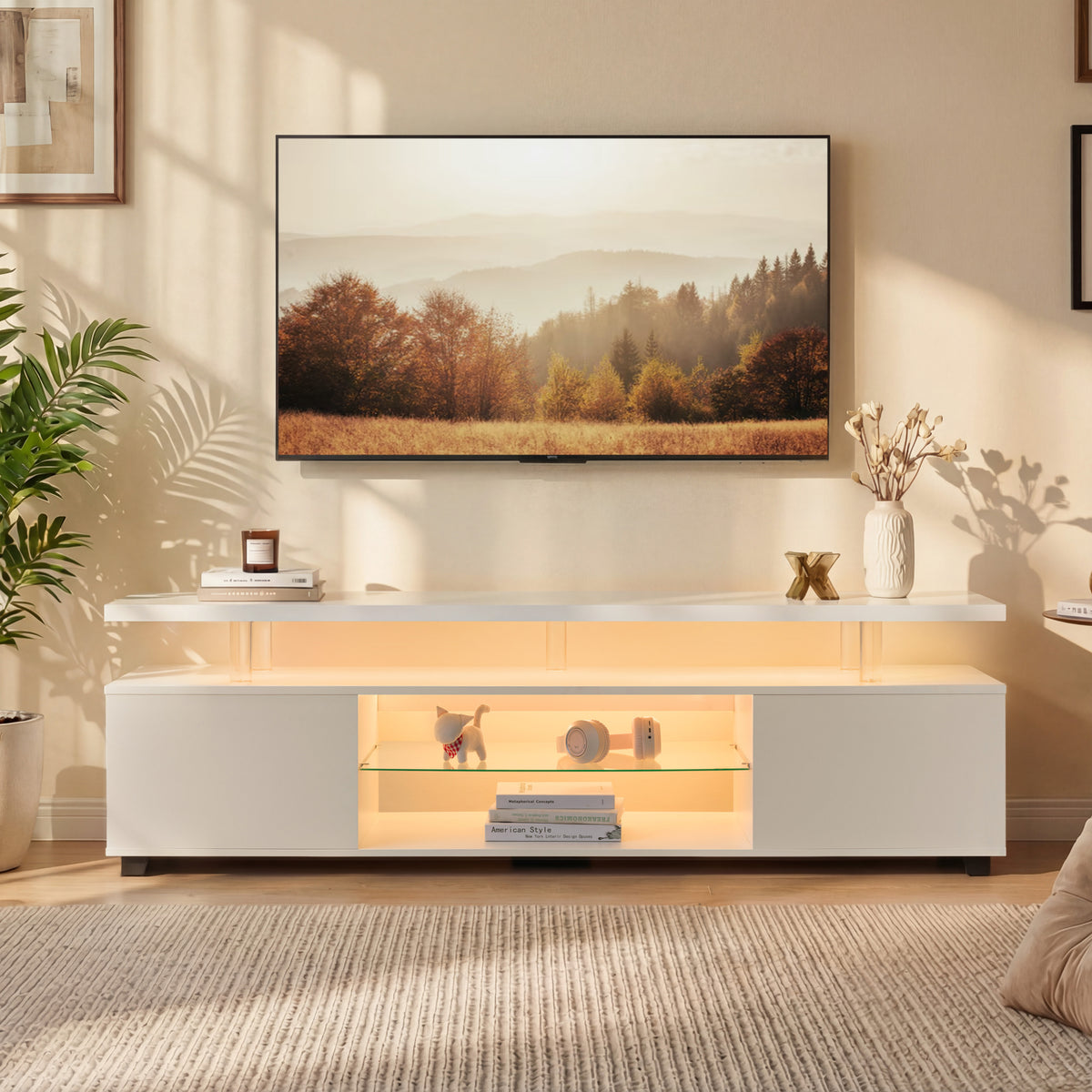 White Entertainment Center for TVs up to 70 in, 63 in Wide