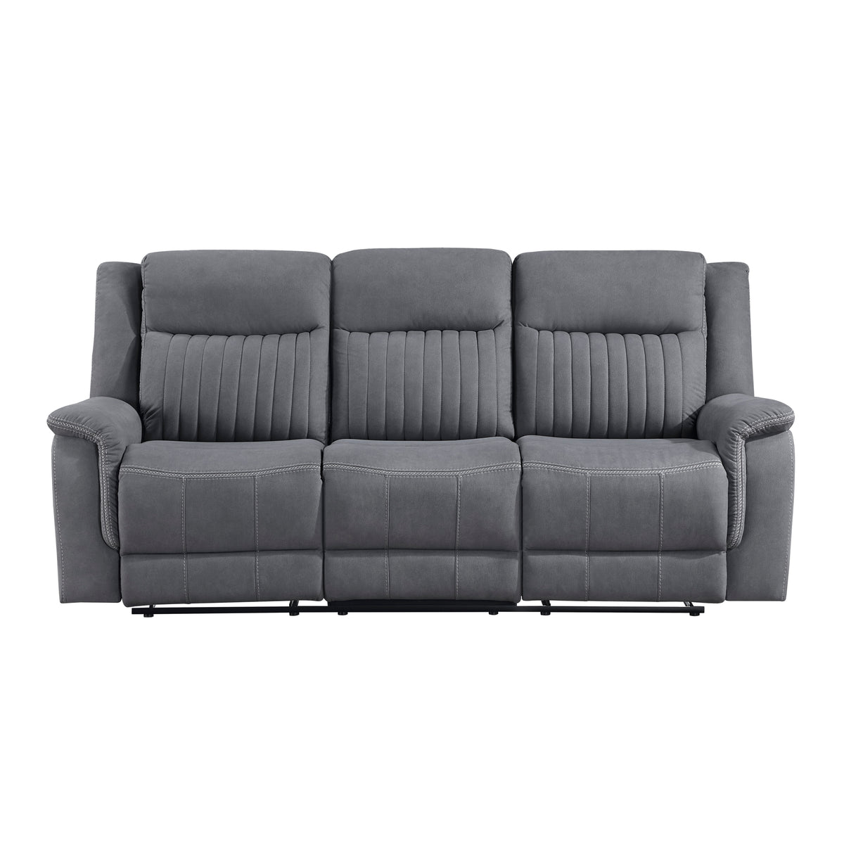Gray Microfiber Reclining Sofa, 86 in Wide, 38 in Deep