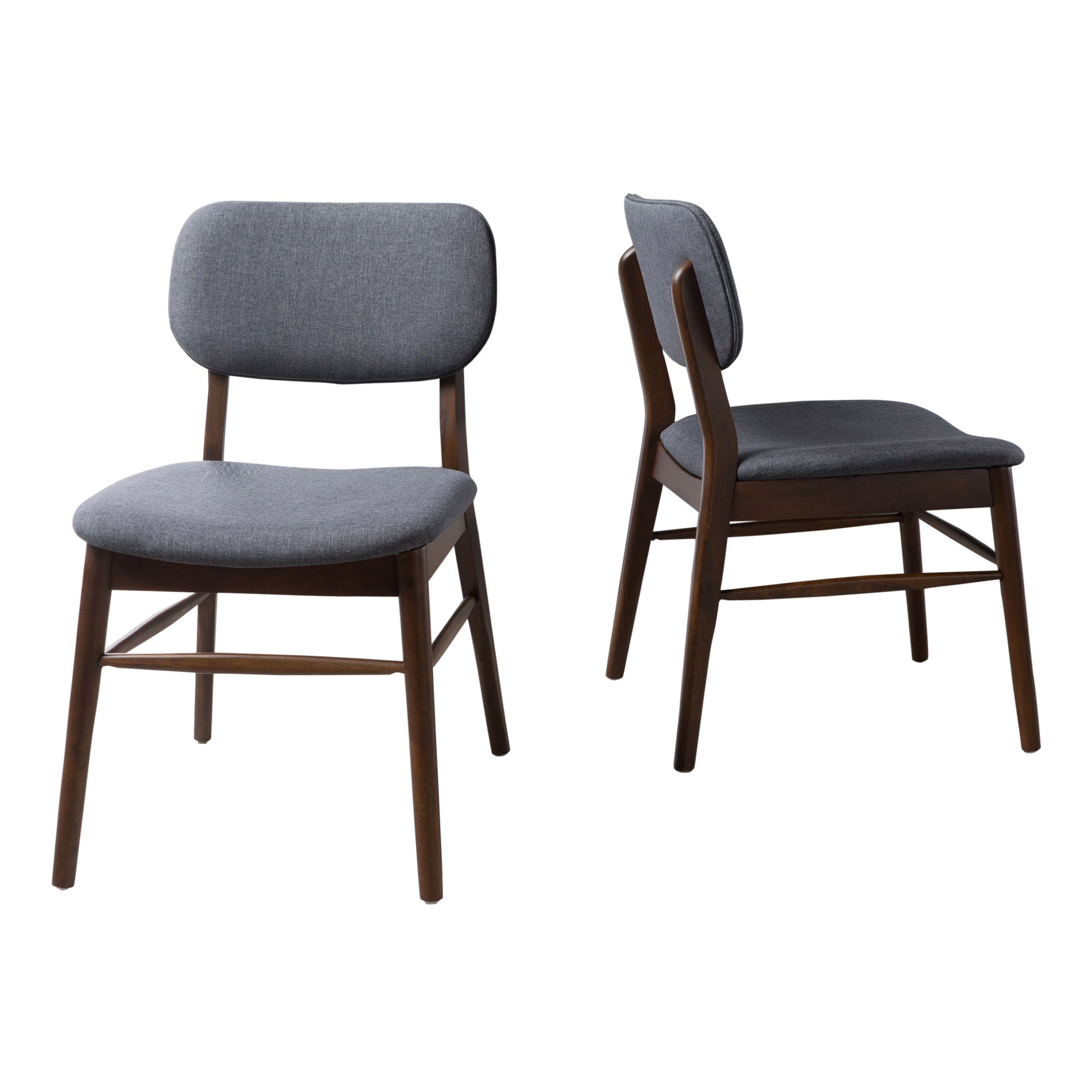 Mid-Century Dining Chairs Set of 2, Charcoal, Walnut Legs