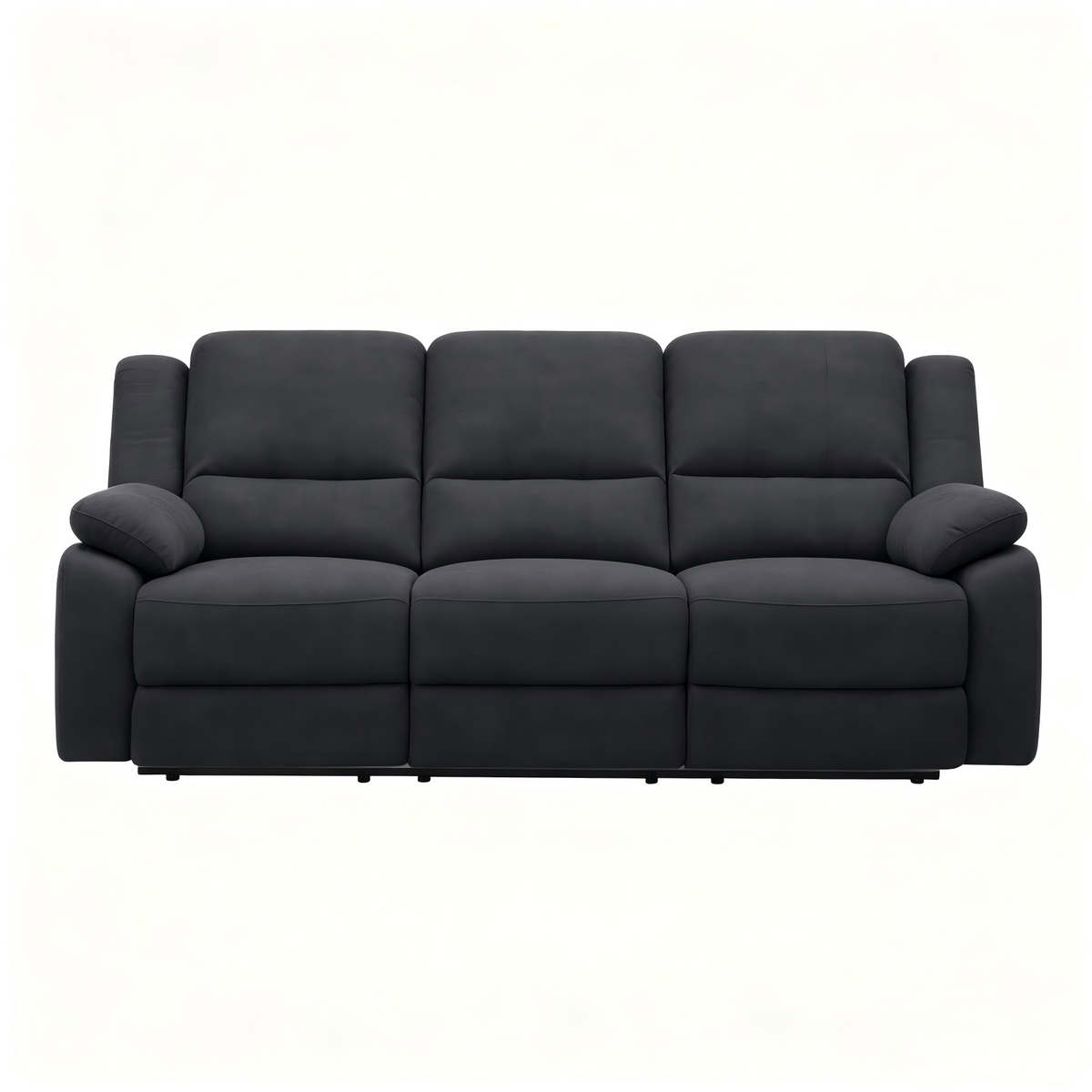 Black Microfiber Reclining Sofa, 79 in Wide