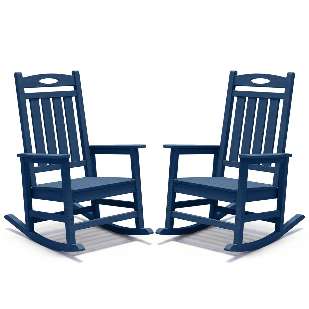 Blue HDPE Outdoor Rocking Chair, Set of 2