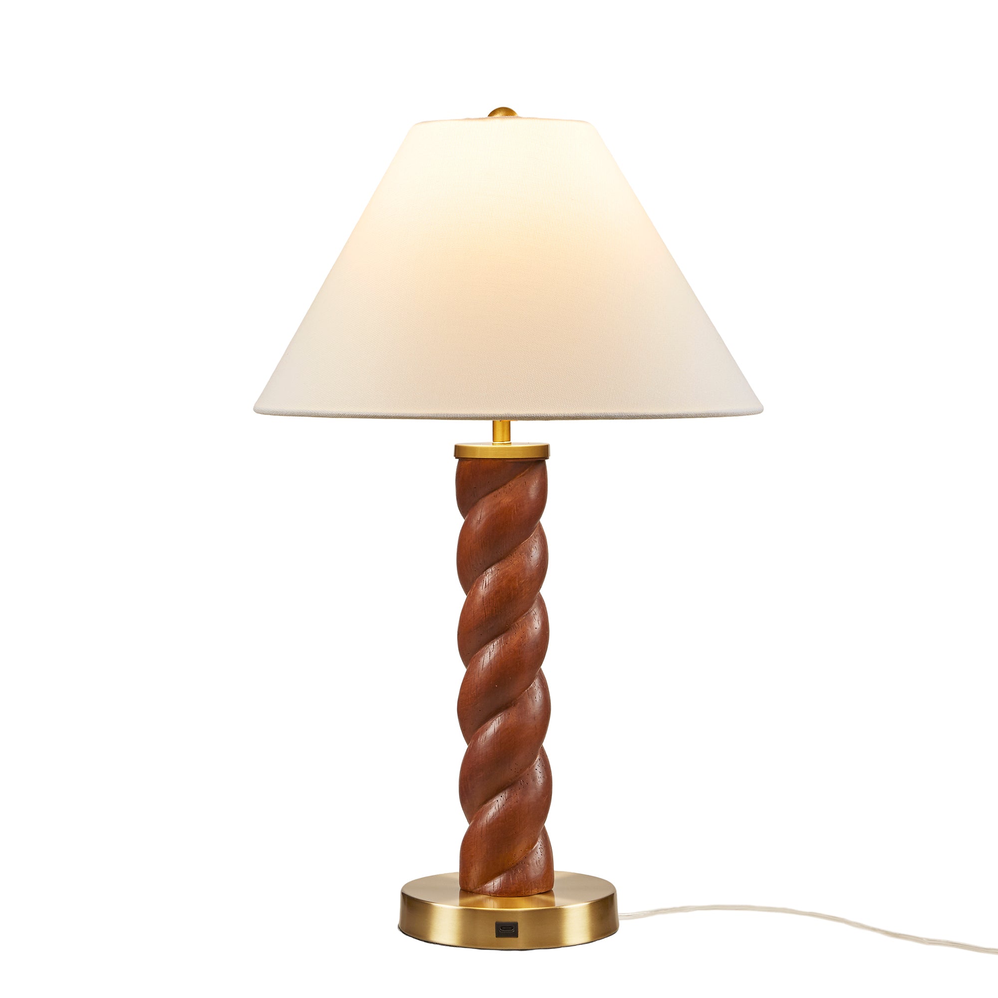 Table Lamp with USB Charging Port, White