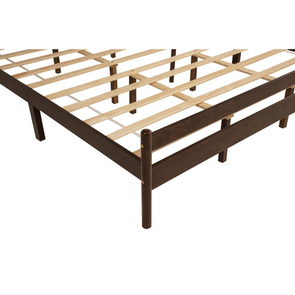 Angled close-up of footboard corner and slat base