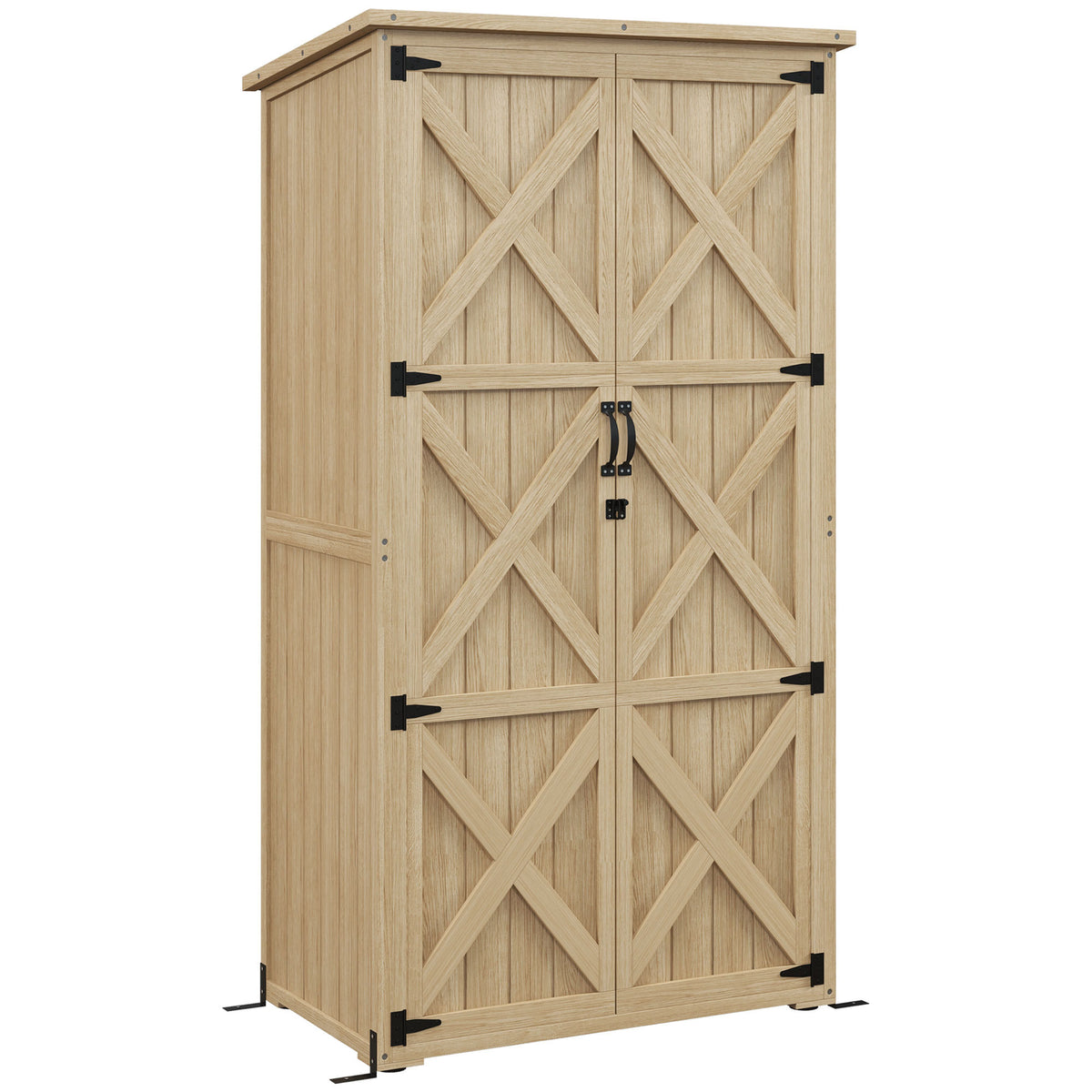 Natural Outdoor Storage Cabinet Lockable, with Shelves