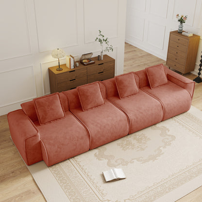 Seneca Boneless Couch - 4 Seater, Terracotta