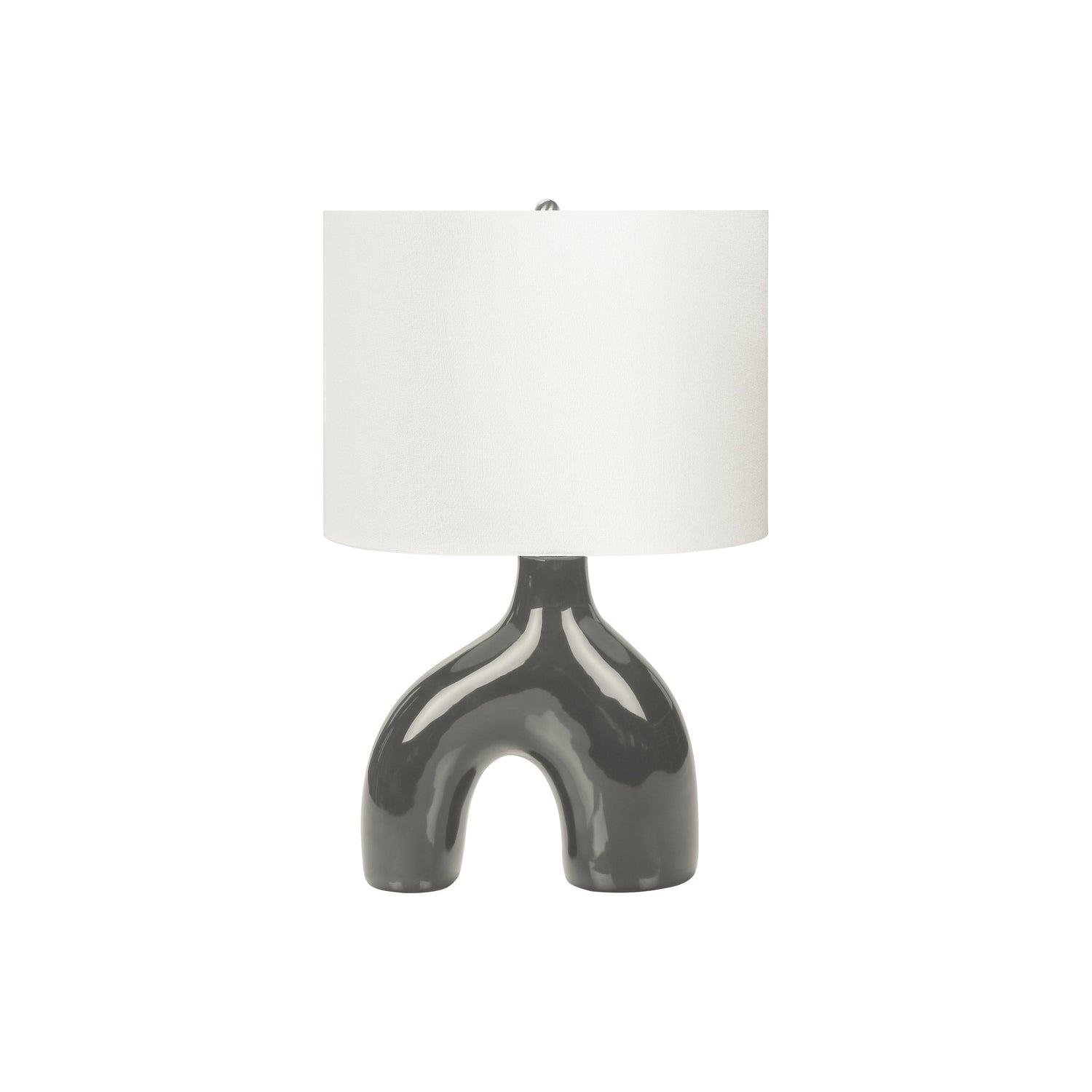 Table Lamp with Ceramic Base and Fabric Shade, 25 in, Grey