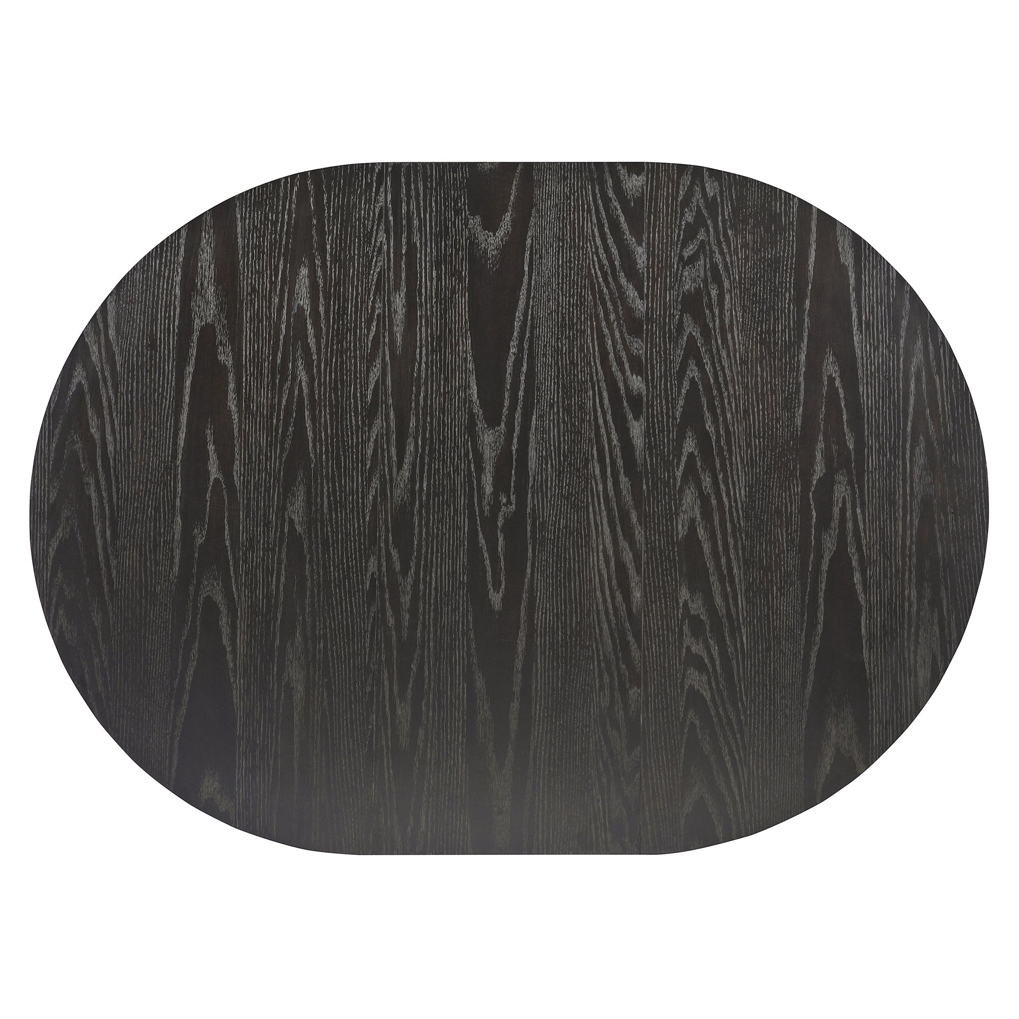 Overhead studio view of the extended oval espresso tabletop grain