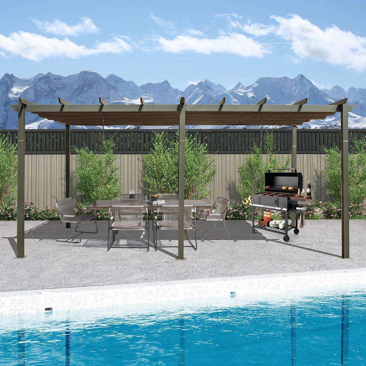 11x20 ft Dark Gray Aluminum Pergola