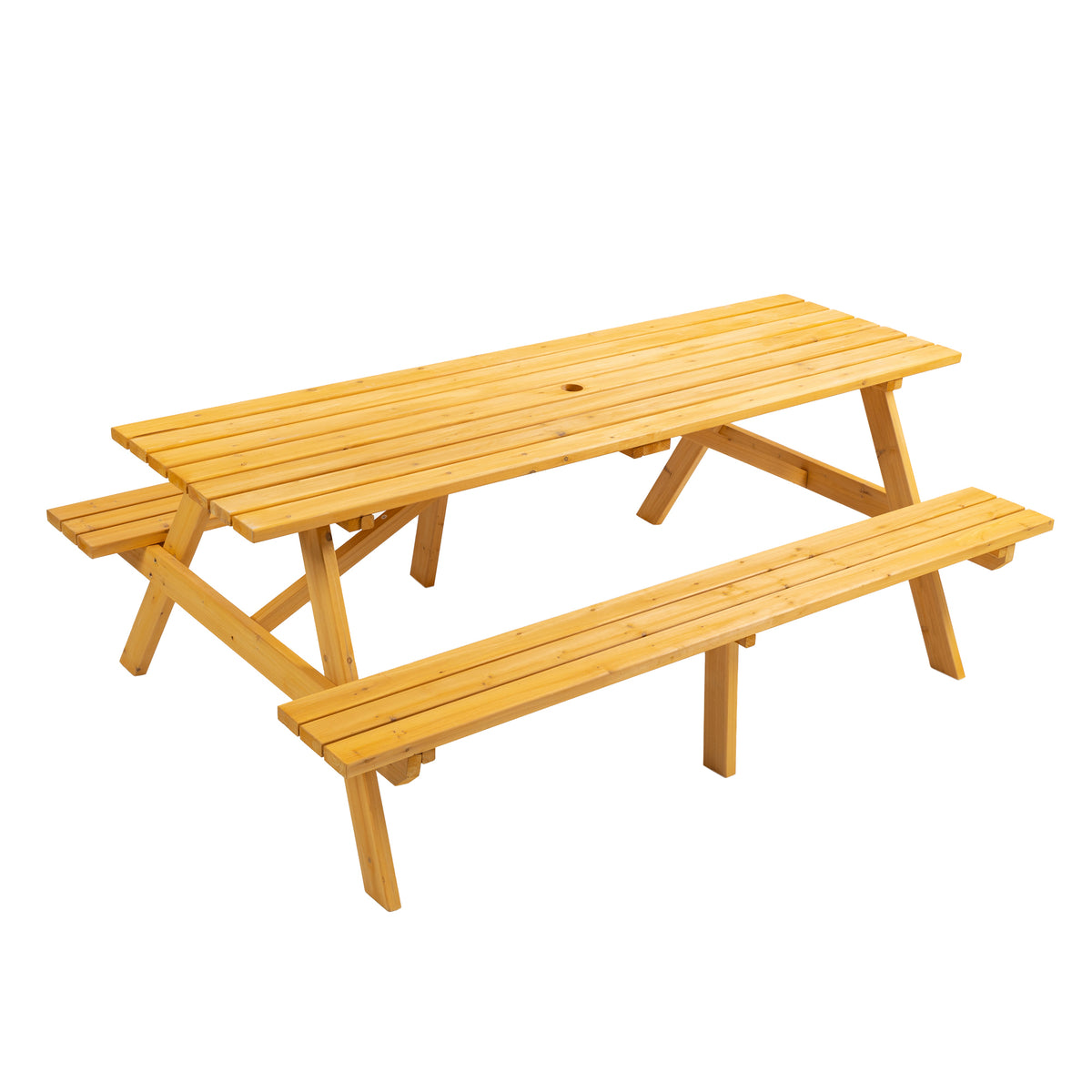 Brown Solid Wood Picnic Table, 75 in Wide