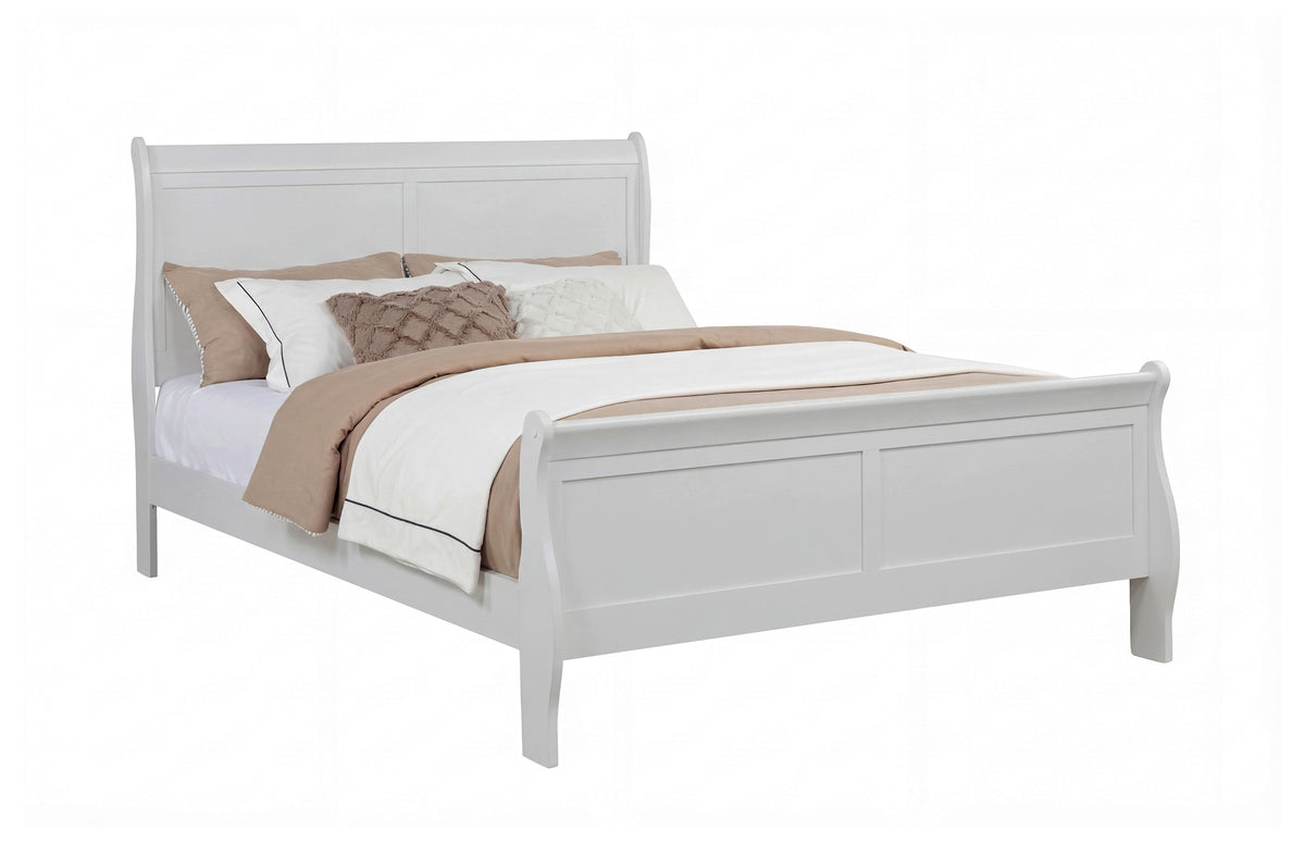 Queen Louis Philippe Sleigh Bed, Greige Finish
